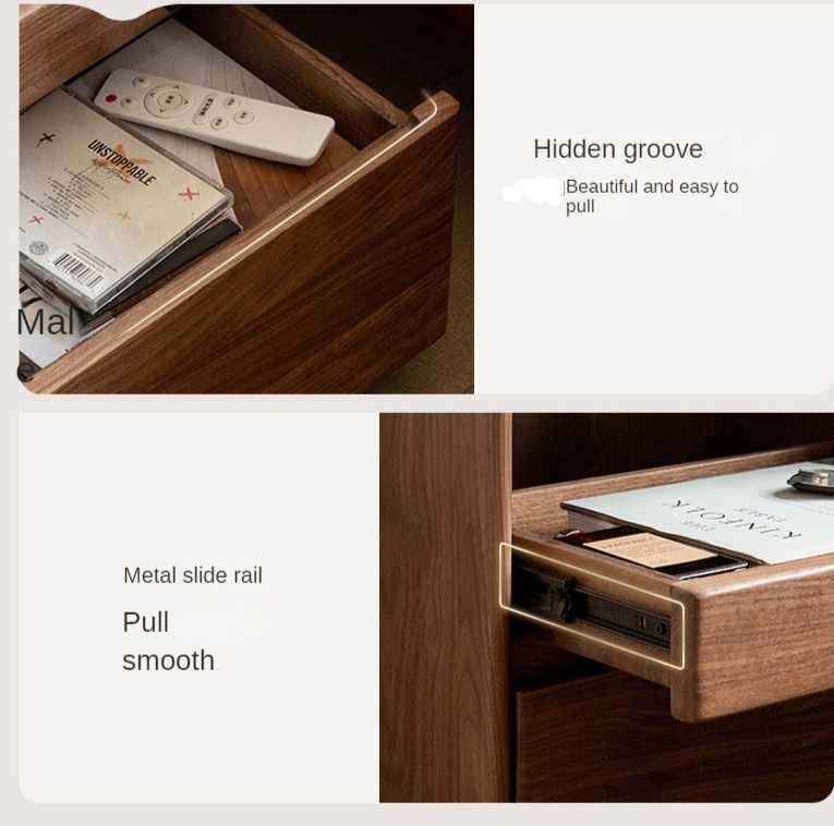 Solid Black Walnut Wood Nightstand with USB Outlet & Lamp - Perfect for Bedroom, Living Room, or Office Use
