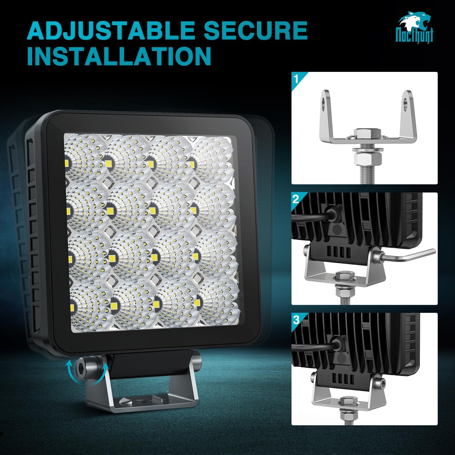 5 Inch 25LED Square Flood EMC LED Pod Lights (Pair) - Waterproof Off-Road Lighting for Trucks, ATVs, Boats & Marine Vehicles - Perfect for Night Driving, Camping & Outdoor Adventures