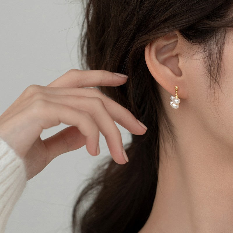 Freshwater Pearl Donut Gold Earrings for Women - 14K Gold Plated Dangle Earrings - Elegant Pearl Jewelry Gift for Birthday, Anniversary & Wedding | HE608 | Perfect for Office, Party & Special Occasions