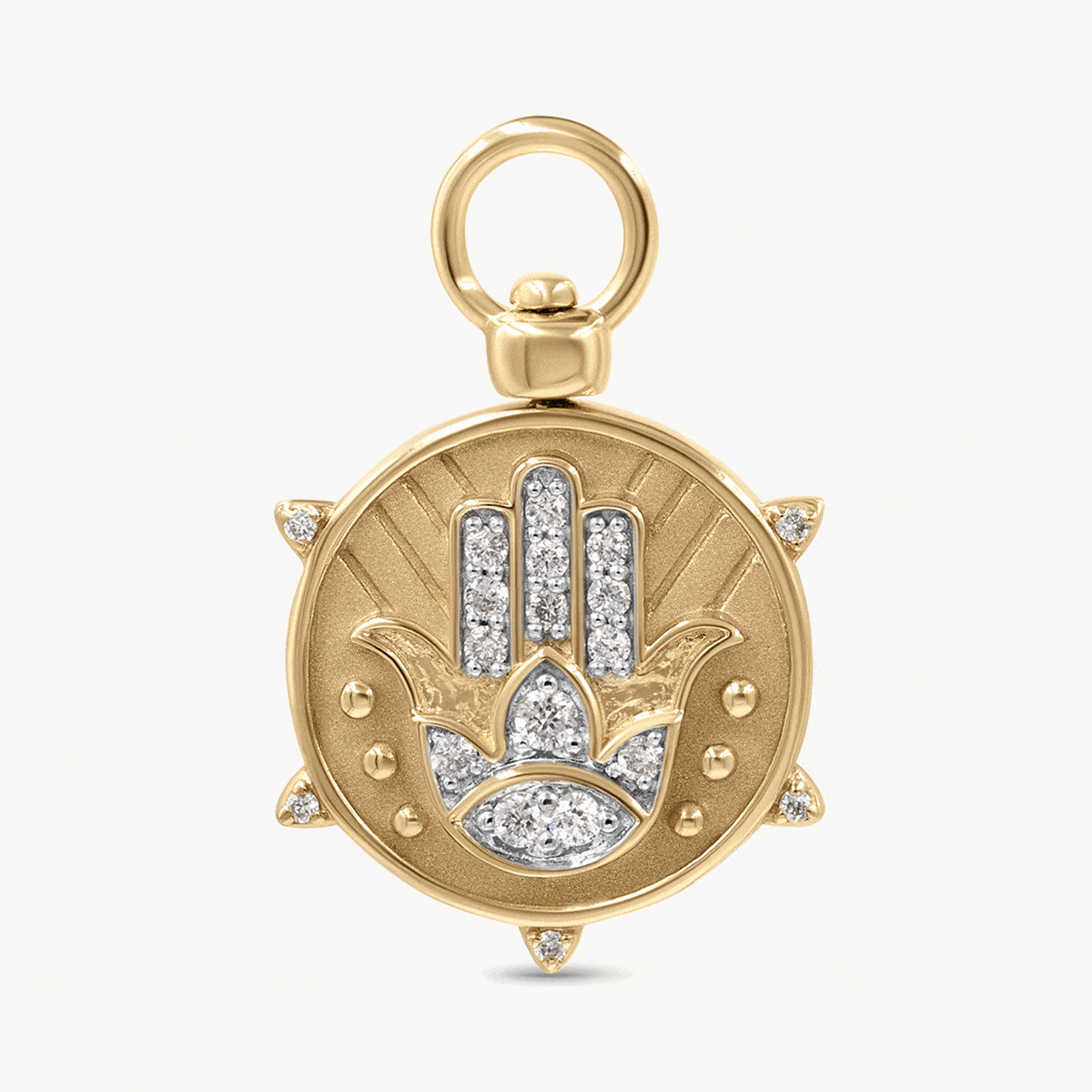 Hamsa and Evil Eye Double Sided Charm Pendant - Spiritual Protection Jewelry for Necklace, Bracelet & Home Decor - Perfect for Meditation, Yoga & Positive Energy