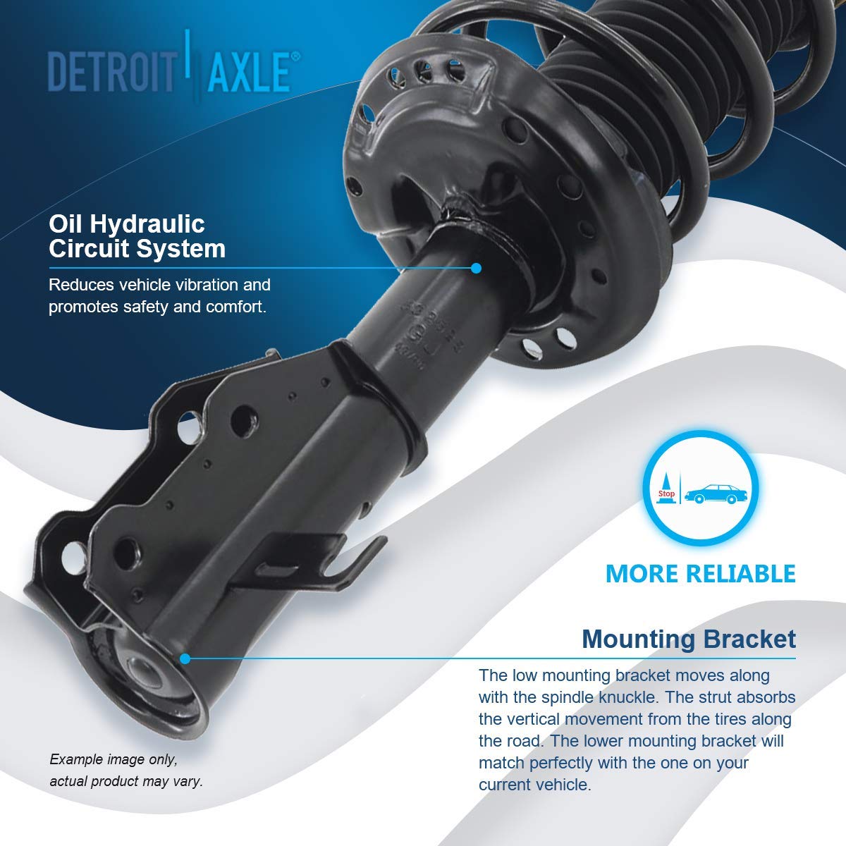 Detroit Axle Complete Front Strut Assembly for 2011-2016 Buick LaCrosse 2.4L FWD - Pair of Replacement Struts with Coil Springs | Smooth Ride & Enhanced Handling for City Driving & Highway Commutes