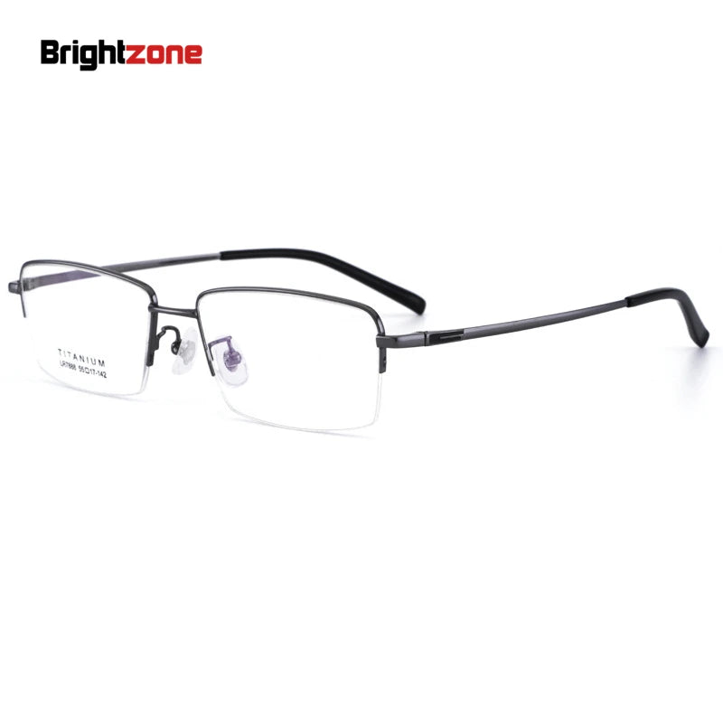 Brightzone Unisex Semi-Rimless Square Titanium Eyeglasses 71457 – Lightweight & Durable Frames for Work, Reading & Everyday Wear