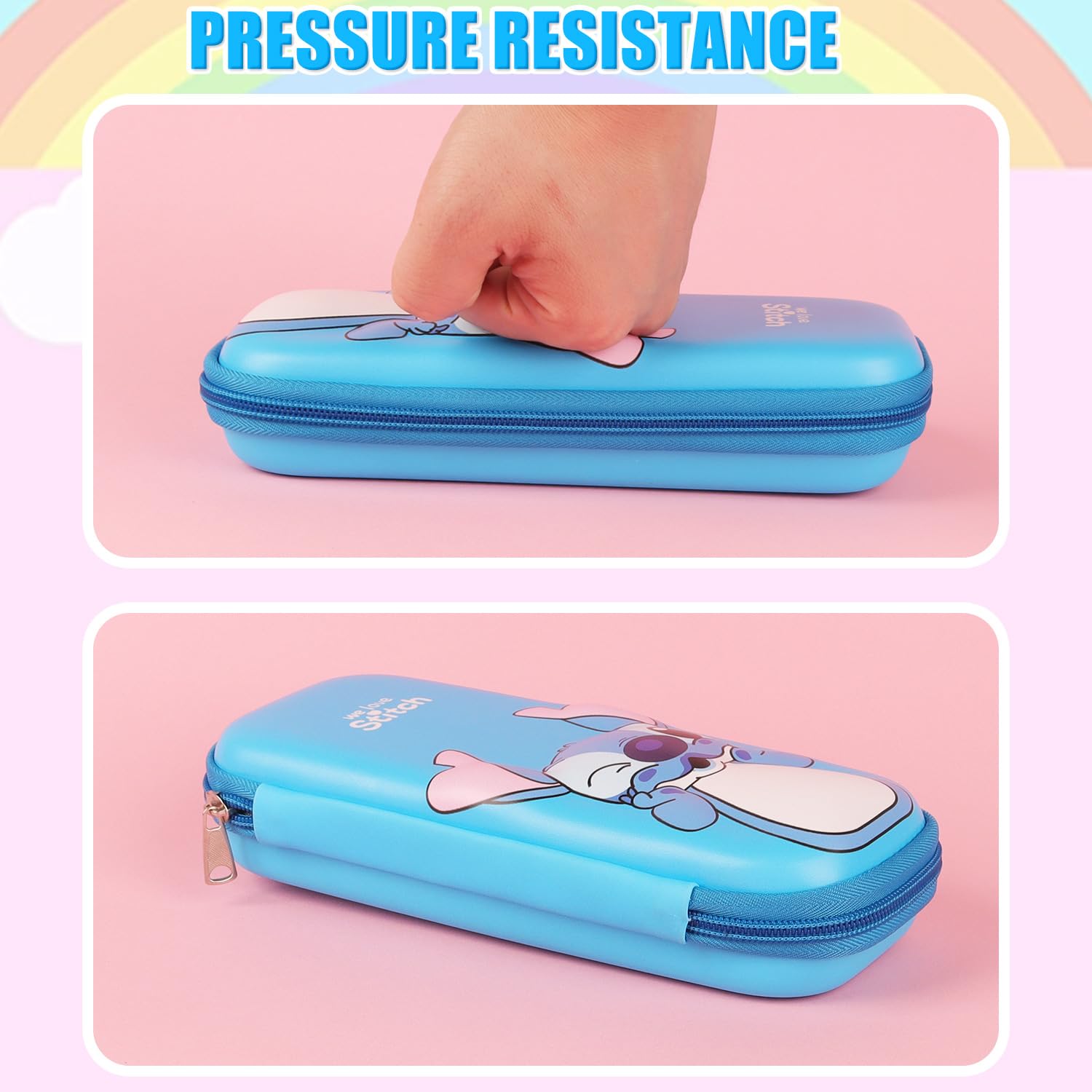 Cute Stitch Pencil Case for School - Blue Organizer with Compartments for Kids & Teens