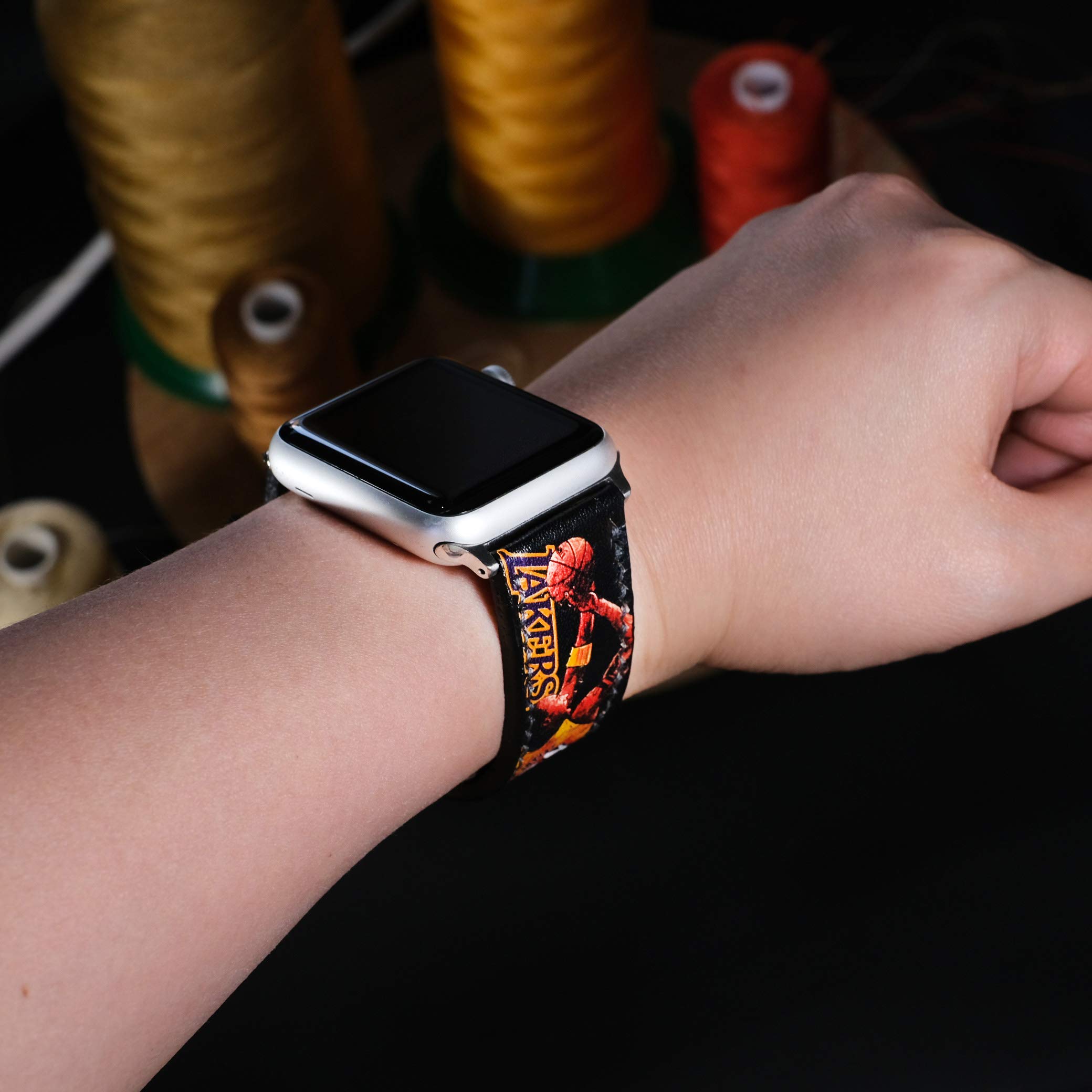 Premium Genuine Leather Apple Watch Band - Compatible with 38mm 40mm 42mm 44mm Models (Series 1/2/3/4/5/SE) - Hand-Stitched Durable Replacement Strap for Workouts, Business & Everyday Wear
