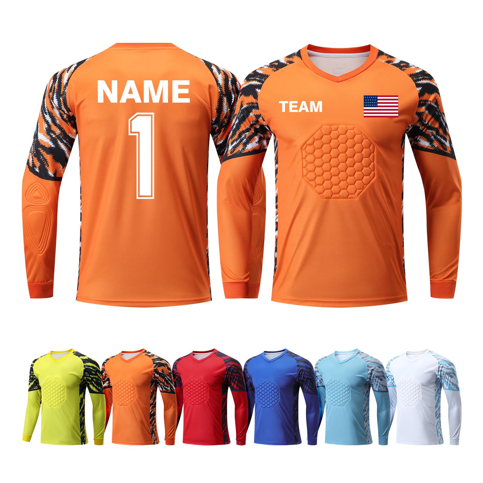 Custom Soccer Goalkeeper Jersey - Padded Goalie Shirt for Kids, Youth & Adults with Name & Number Printing | Team Sports Uniform for Training & Match Play