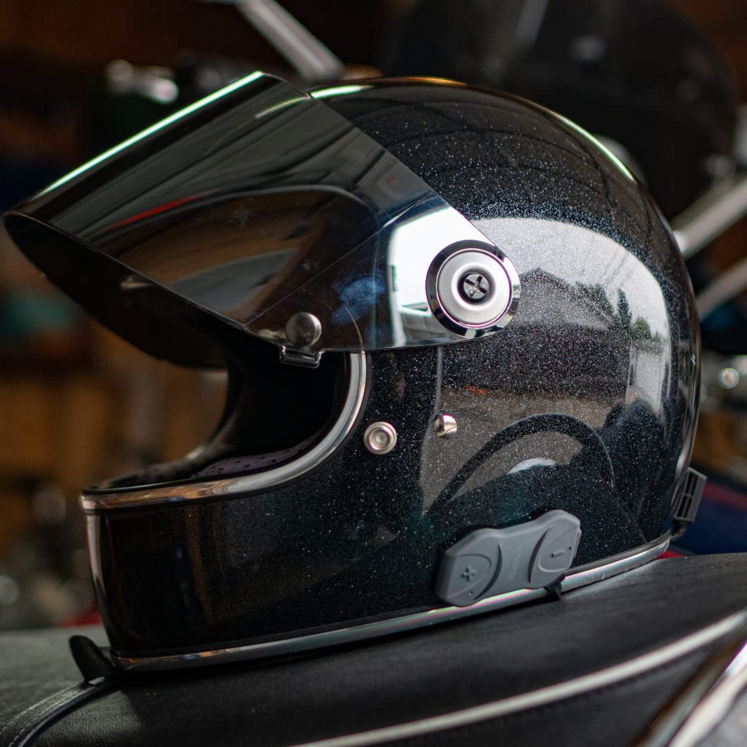 Sena SMH10R Low Profile Motorcycle Bluetooth Headset & Intercom System - Dual Pack (SMH10RD-01) - Black, Medium Size - Perfect for Group Rides & Hands-Free Communication