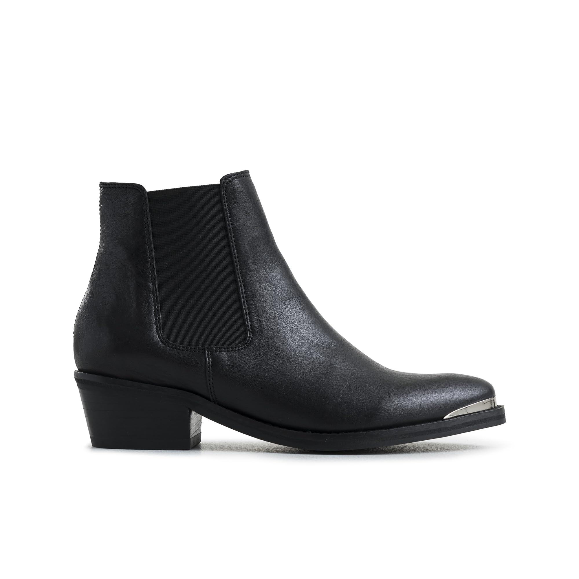 VELEZ Women's Top Grain Leather Ankle Boots - Comfortable Low Heel Casual Booties with Metallic Toe Cap - Handmade Stylish Shoes for Walking & Everyday Wear - Perfect for Office, Shopping & Date Nights
