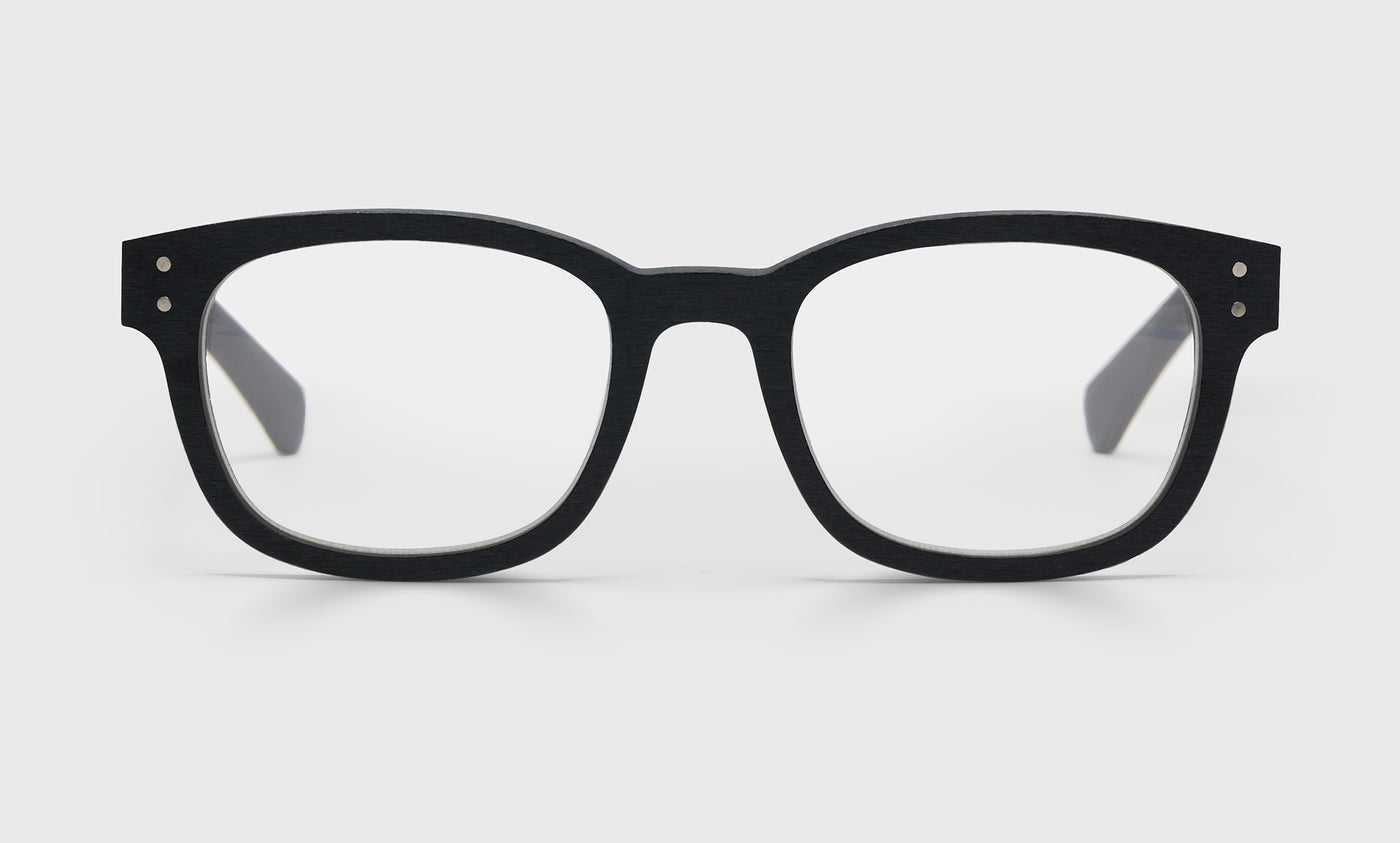 Biff Wide Color 00 Matte Black Woodgrain Front and Temples - Stylish Eyeglass Frames for Men & Women | Perfect for Office, Reading, and Everyday Wear
