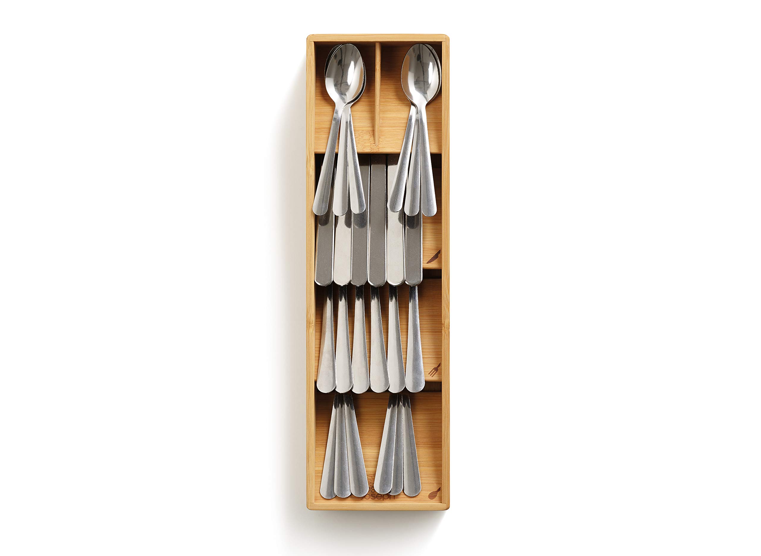 Joseph Joseph Bamboo DrawerStore Knife Organizer - Compact Flatware & Silverware Tray for Kitchen Drawers | Perfect for Organizing Knives, Forks, Spoons & Kitchen Utensils | Ideal for Home, Restaurant & Office Use