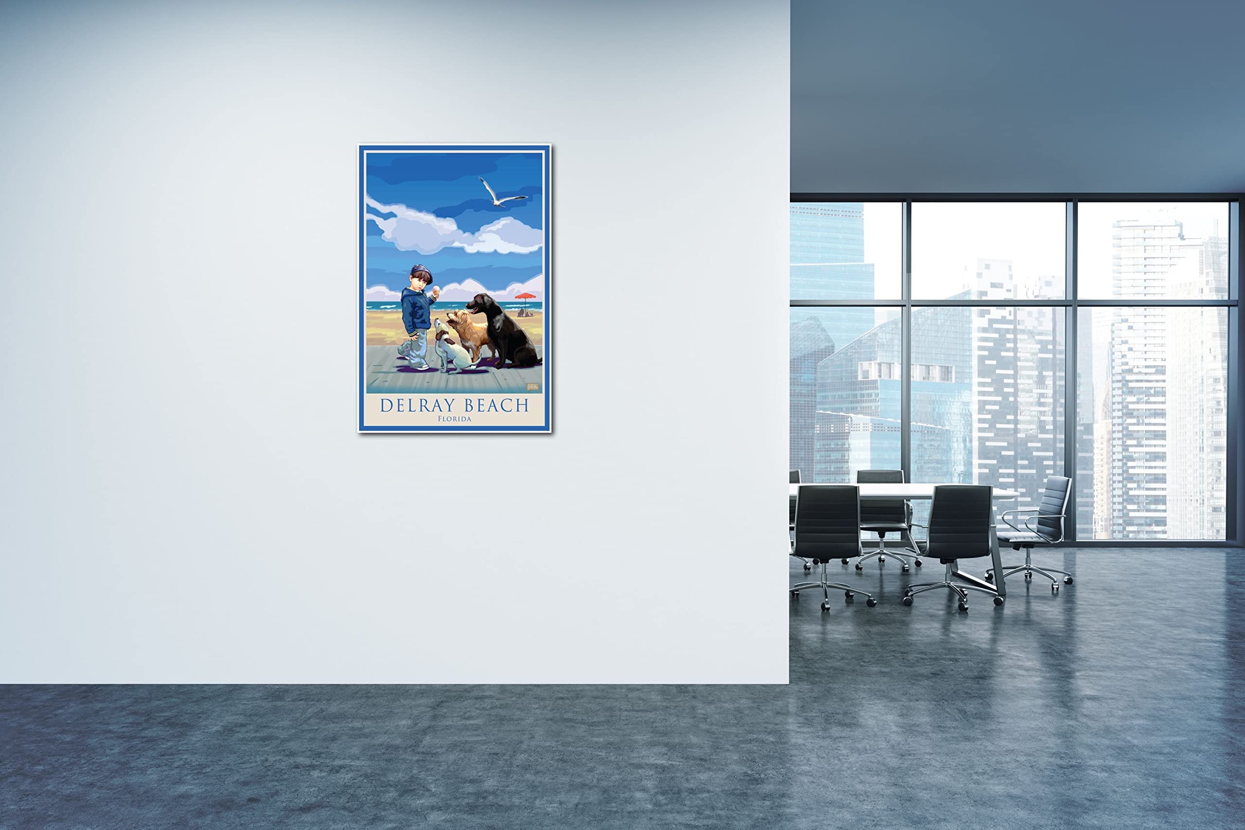 Delray Beach Florida Dog Art Print - 24x36 Inch Giclee Poster from Alla Prima Painting by Joanne Kollman - Perfect for Pet Lovers Home Decor & Gift Idea