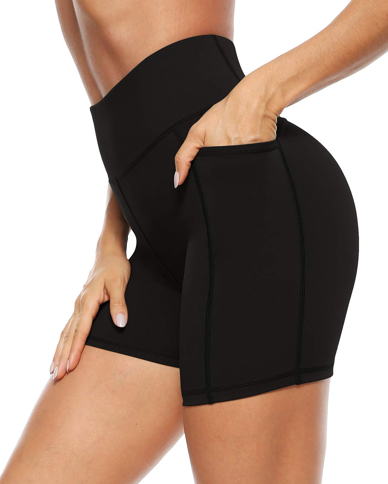 AFITNE Women's High Waist Biker Shorts with Pockets - Tummy Control Workout Shorts for Running, Yoga & Gym | Breathable Athletic Compression Shorts for Women
