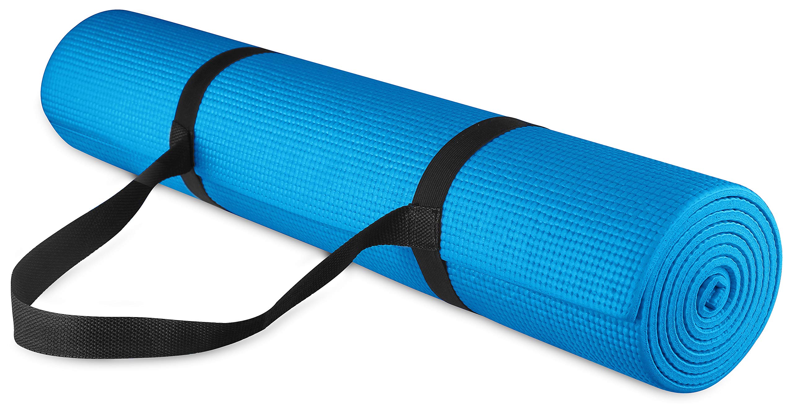 Premium 1/4-Inch Thick High-Density Non-Slip Yoga Mat with Carrying Strap - Tear-Resistant for Home Gym, Pilates & Fitness Workouts - Available in 8 Colors