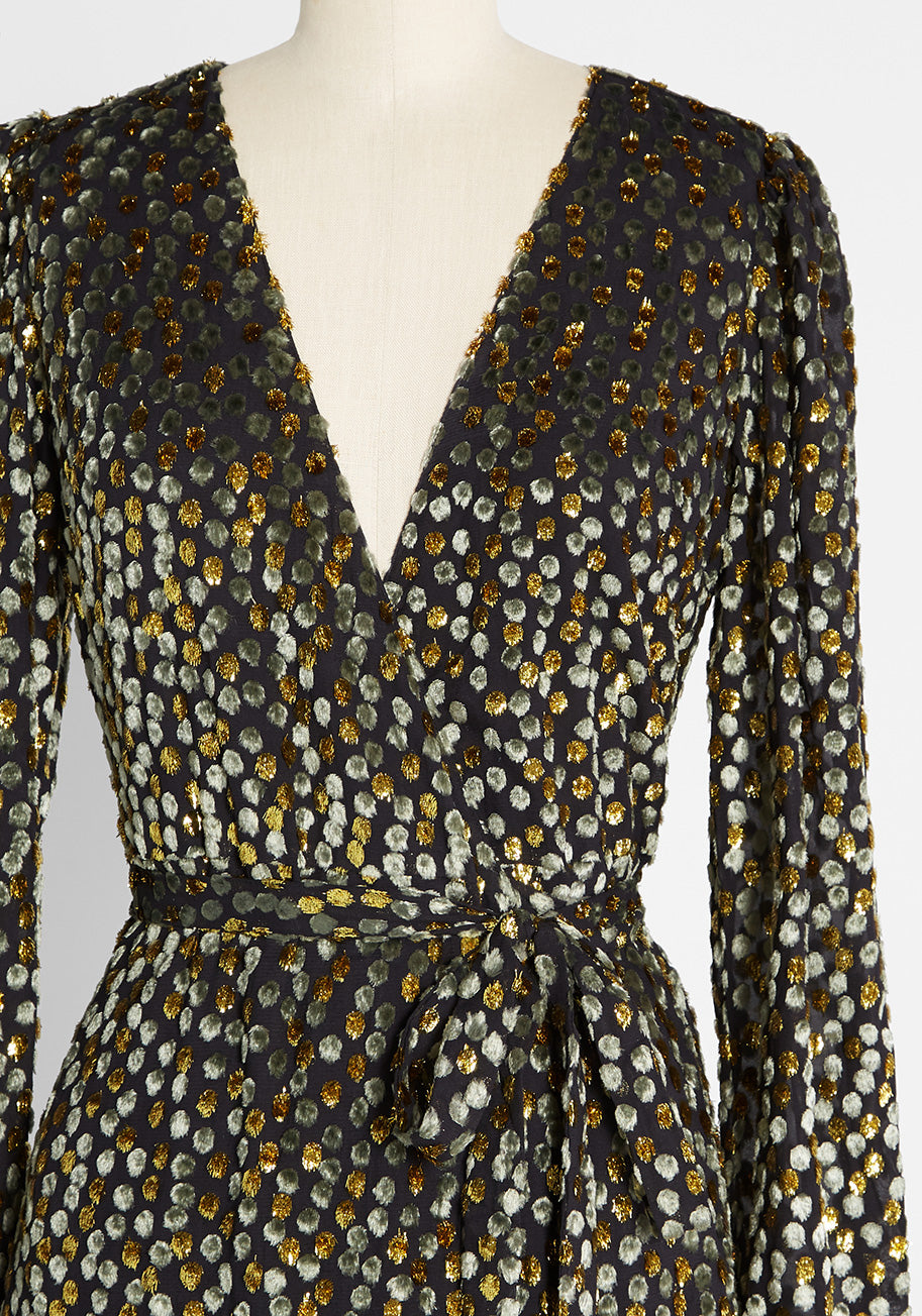Before The Glitter Fades Wrap Dress - Elegant Women's Party Dress for Evening Events, Date Nights & Special Occasions