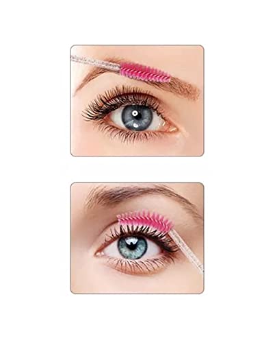 50 PCS Disposable Eyelash Brushes & Mascara Wands - Pink/Clear Glitter Eyebrow Applicator & Makeup Brush Kit for Professional Salon, Home Use & Travel Cosmetics Application