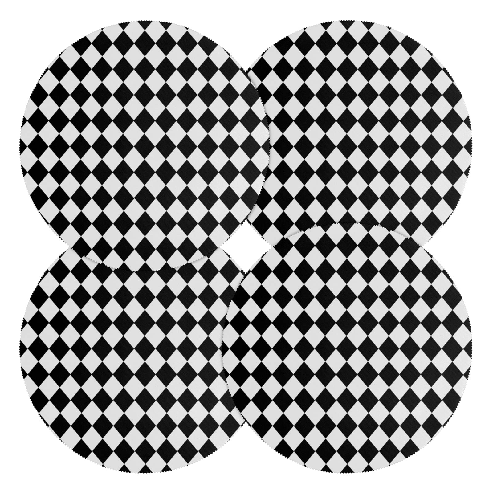 Checkerboard Grid Placemats Set of 4 - 15.4 Inch Round Heat Resistant Washable Polyester Table Mats for Dining Table & Kitchen Decor - Perfect for Family Meals, Dinner Parties & Home Styling
