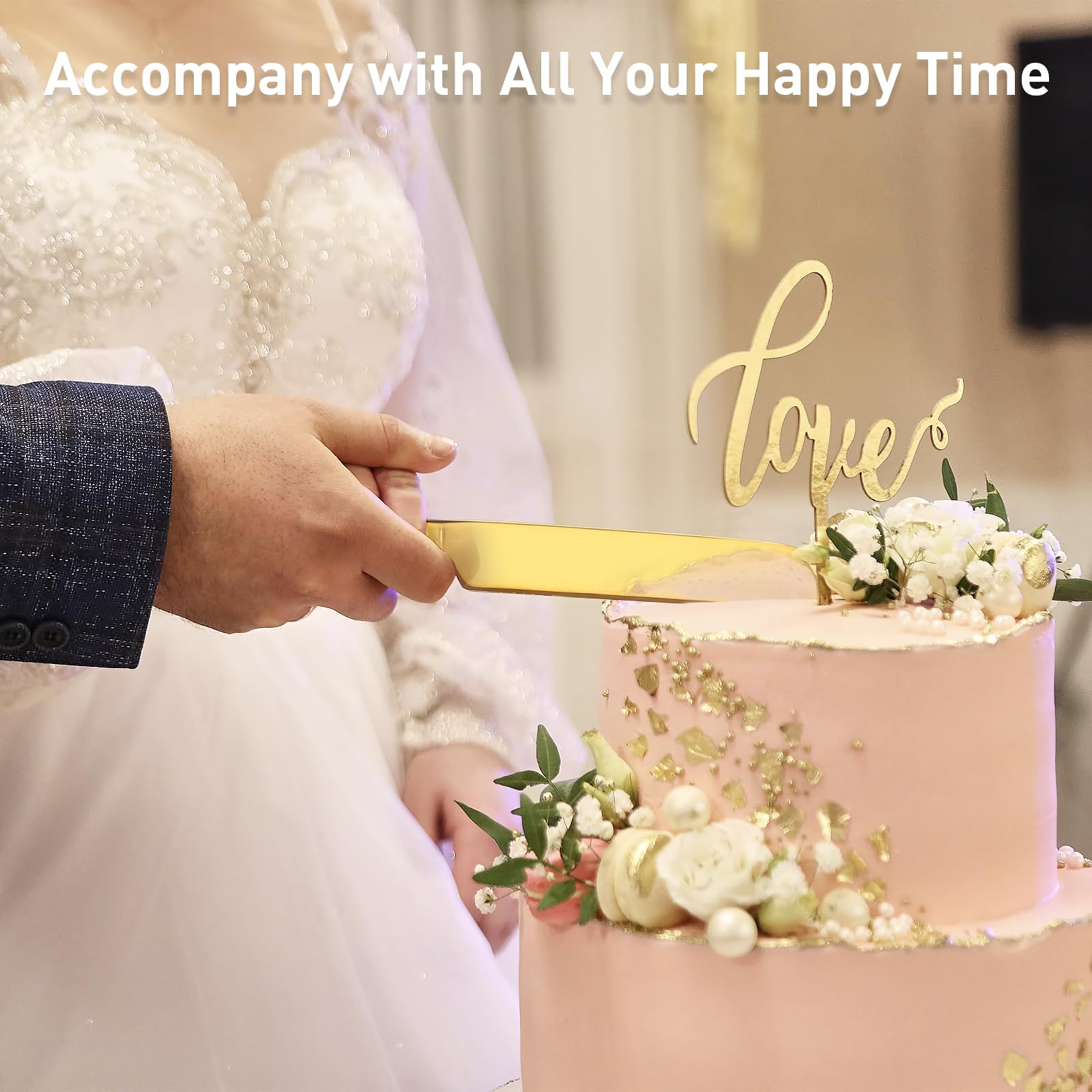 2Pcs Premium Wedding Cake Knife and Server Set - 10.63