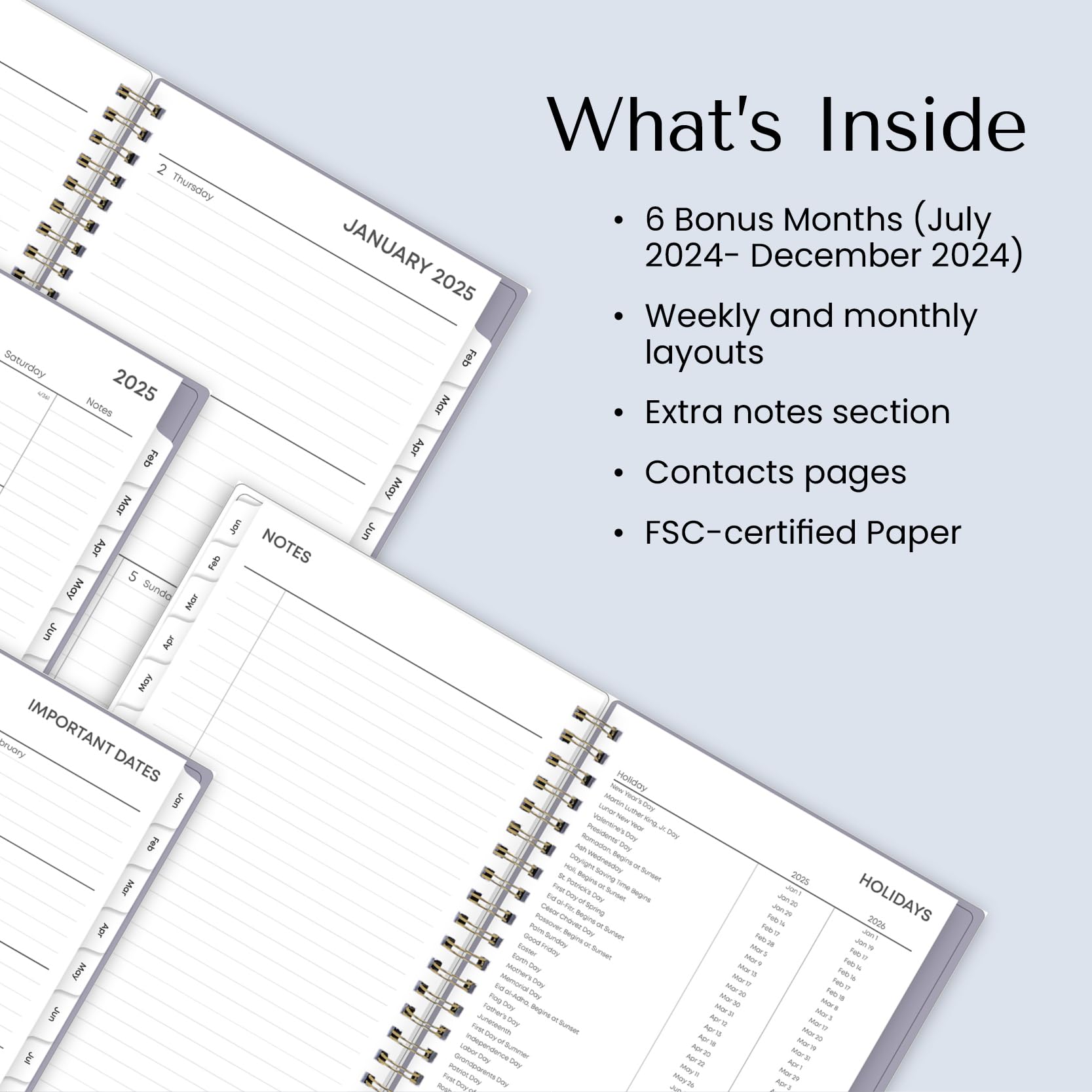 Blue Sky 2025 Weekly & Monthly Planner Calendar - January to December 2025, 5