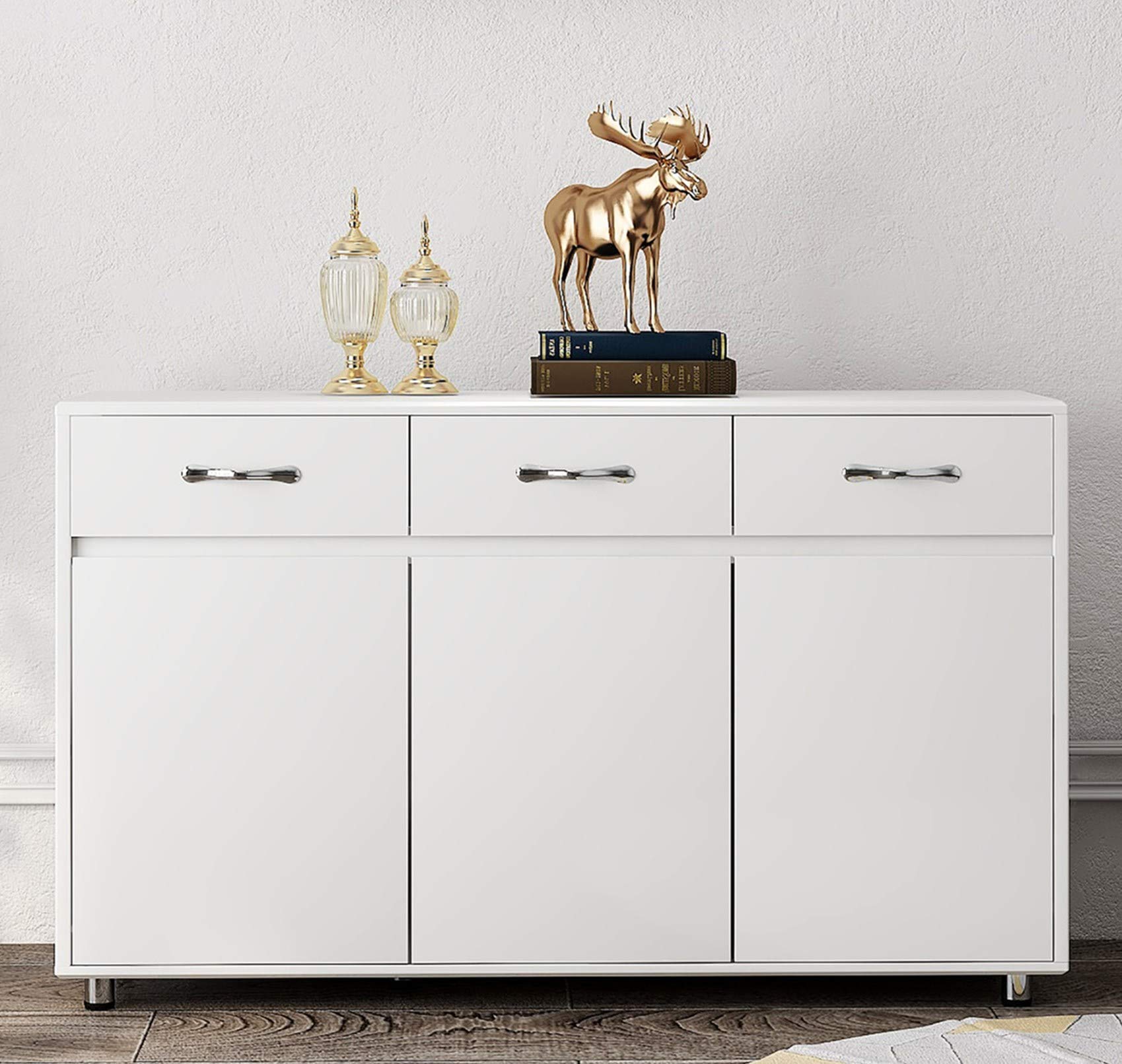 3-Drawer Storage Cabinet with 3 Doors & 2 Shelves - White Organizer Side Table for Home, Office, Living Room, Kitchen & Bedroom - Perfect for Storing Toys, Books, Office Supplies & Household Items