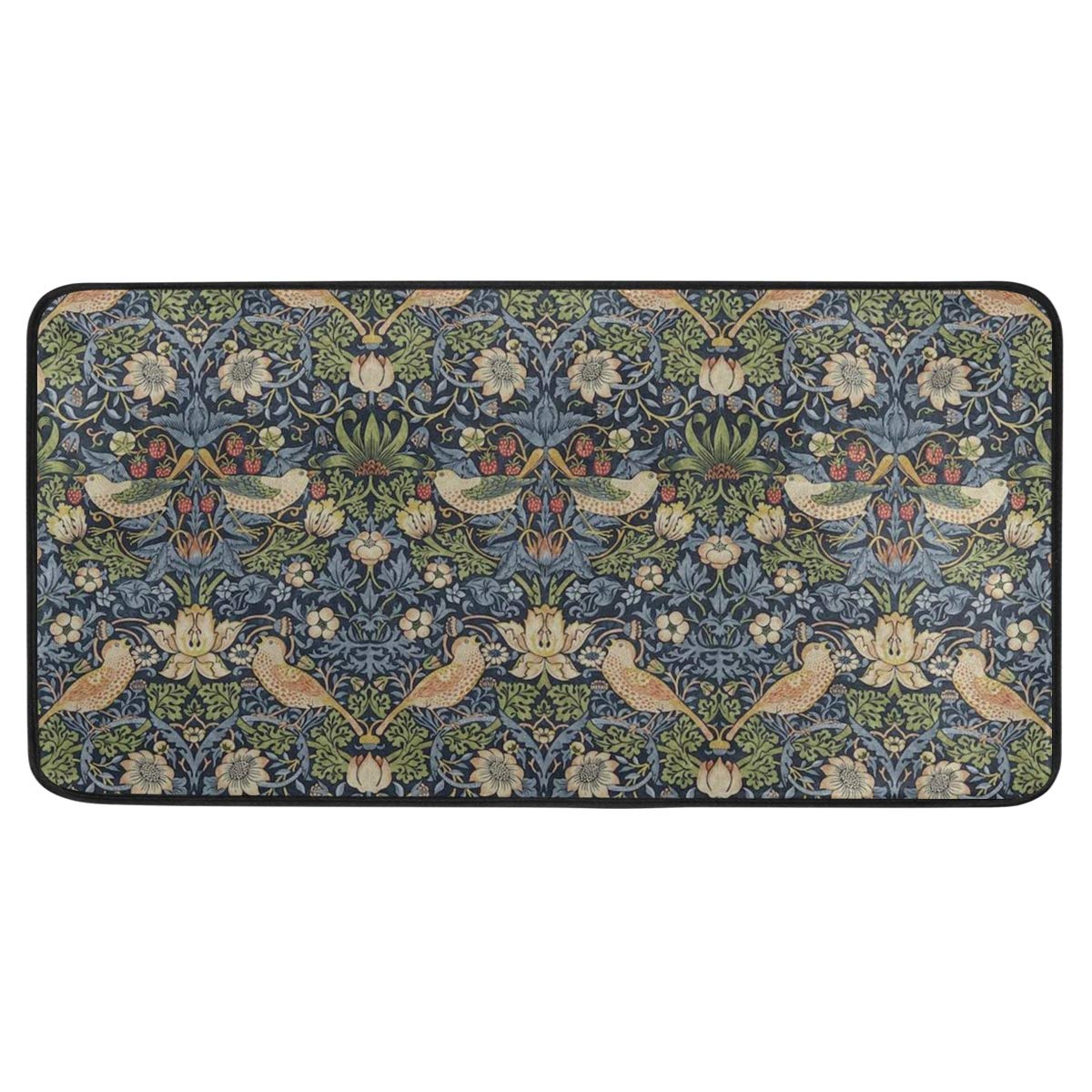 Non-Slip Kitchen Floor Mats - 39x20 Inch Washable William Morris Print Rugs for Kitchen, Bathroom & Entryway Decor - Waterproof Anti-Fatigue Mats for Standing Comfort While Cooking & Cleaning