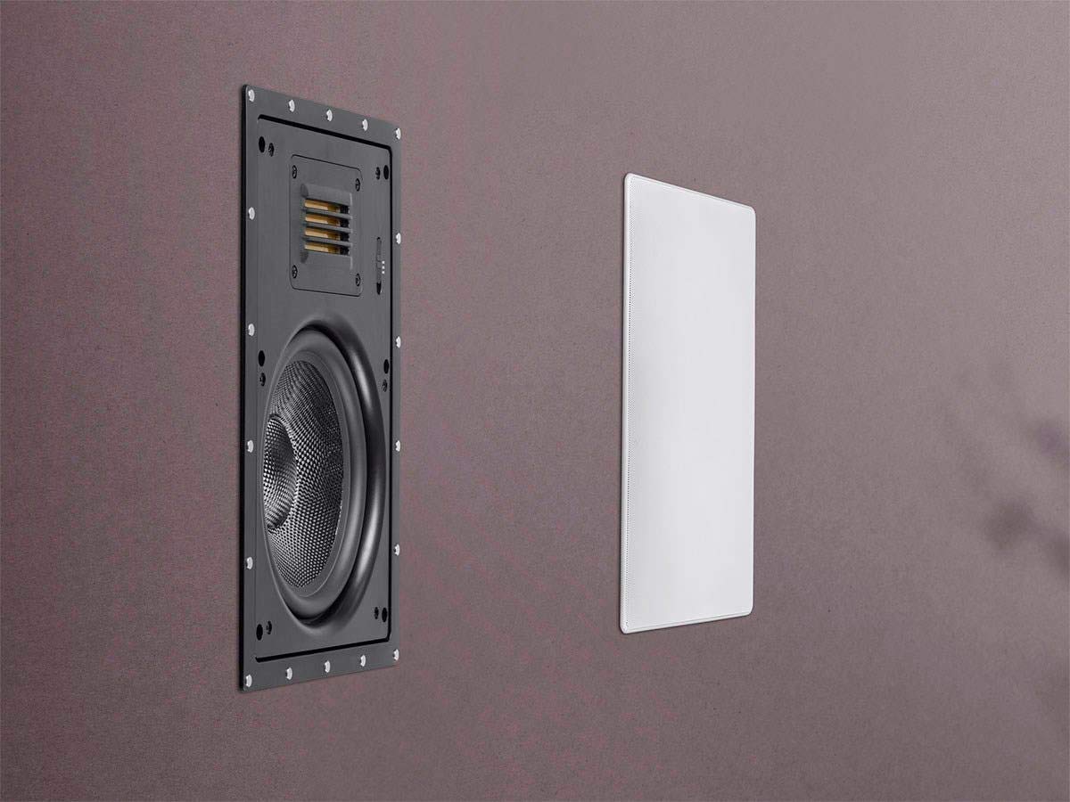 Monoprice 8 Inch 2-Way Carbon Fiber In-Wall Speakers (Pair) - Magnetic Grille & Ribbon Tweeter - Amber Series - Perfect for Home Theater & Surround Sound Systems