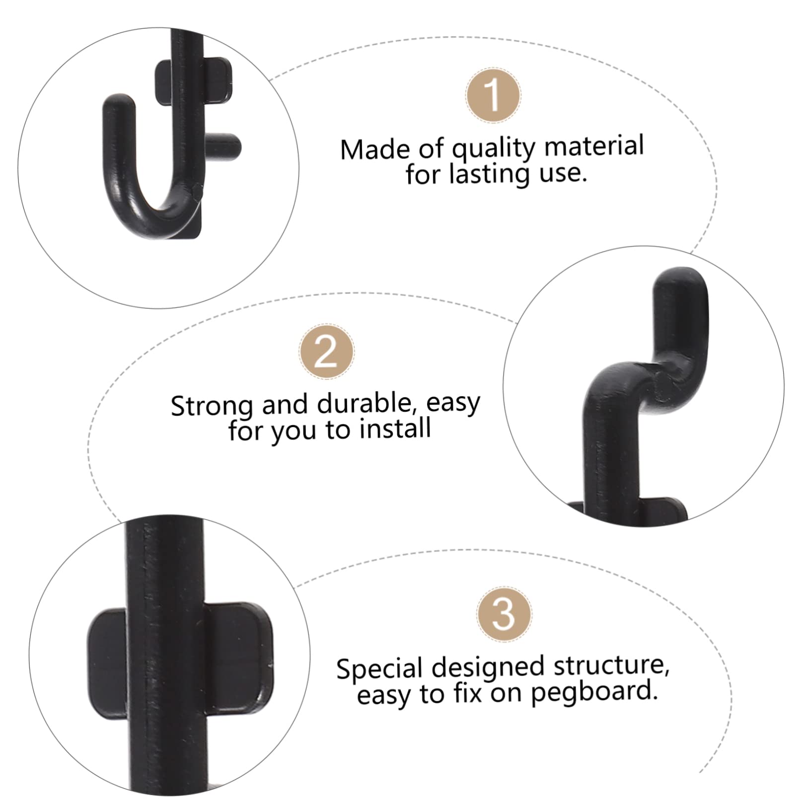 VILLFUL 100PCS Pegboard Hooks - Heavy Duty Metal & Plastic Display Hooks for Tool Organization - Easy Installation for Garage, Workshop & Retail Store Displays