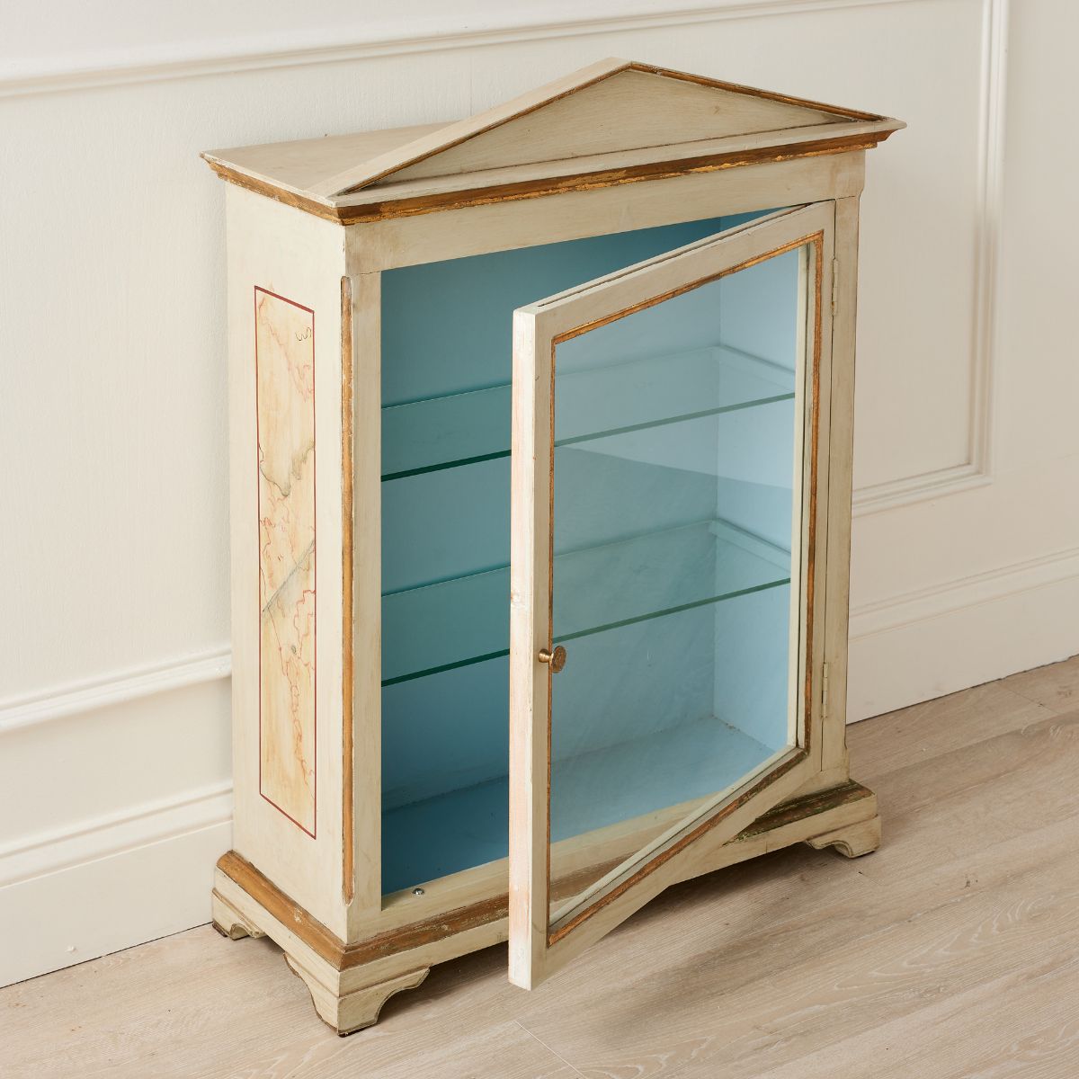 Italian Neoclassical Gilt Display Case - Antique Style Glass Cabinet for Collectibles & Home Decor | Perfect for Showcasing Fine China, Jewelry & Art Pieces in Living Room or Study