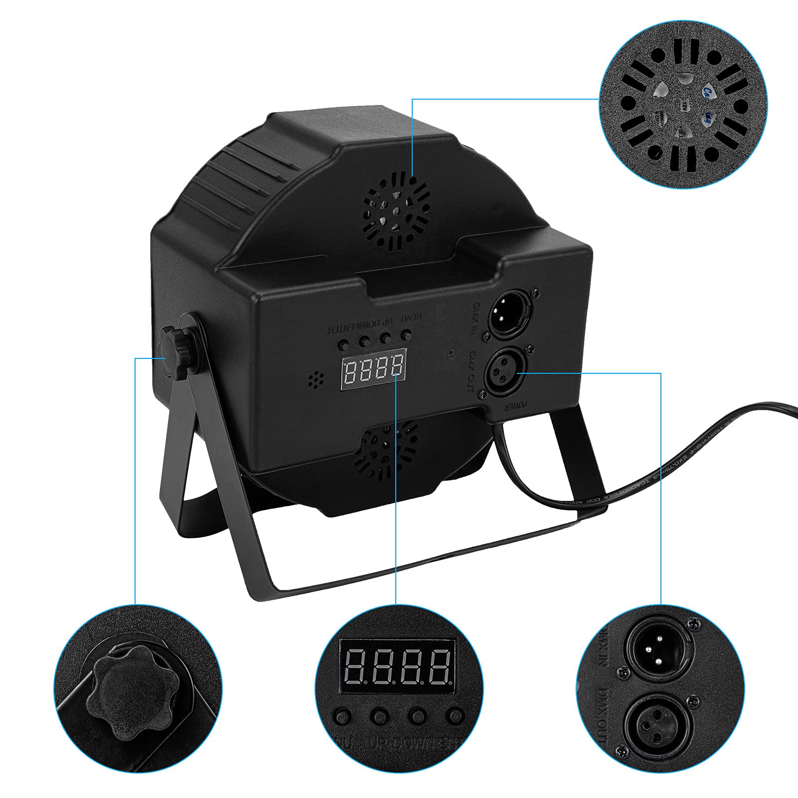 Litake 36 LED Stage Lights - DMX & Remote Controlled DJ Par Lights with Sound Activation | Perfect for Wedding Dance Floors, Live Shows & Party Lighting (6-Pack)