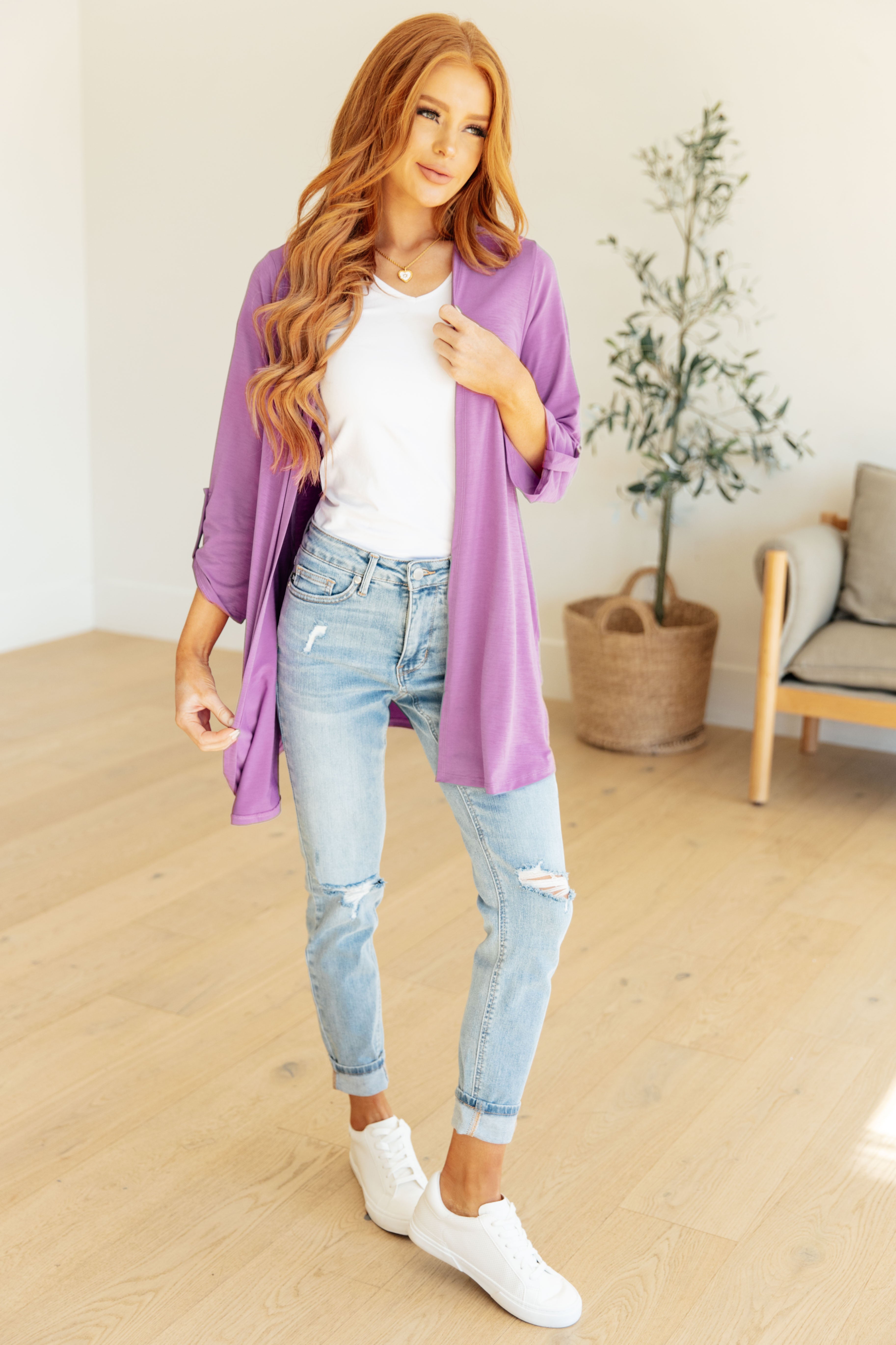 Lizzy Cardigan in Regalia - Stylish Women's Knit Sweater for Fall & Winter | Perfect for Office, Casual Outings & Cozy Evenings