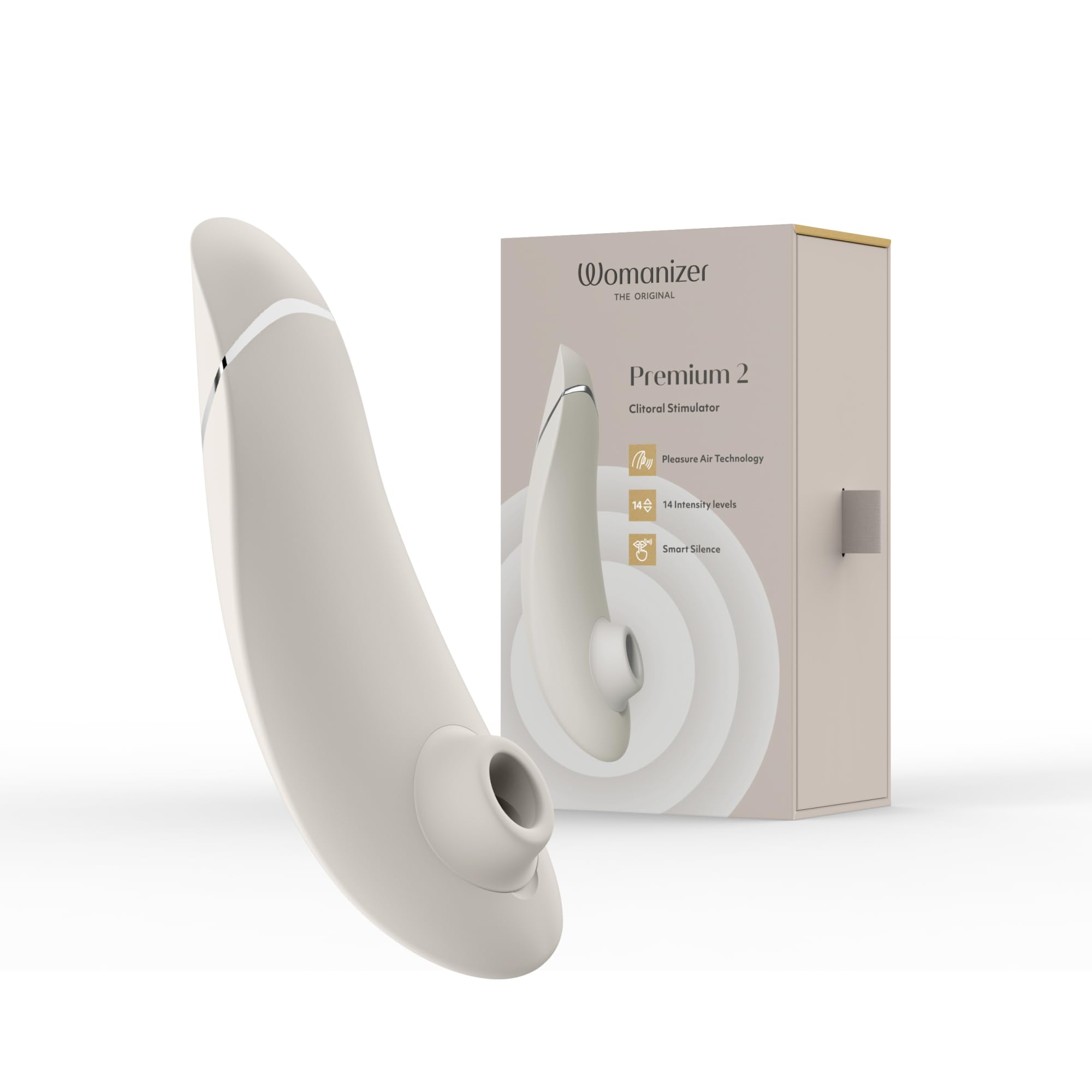 Premium Womanizer Premium 2 Clitoral Stimulator - 14 Suction Speeds Waterproof Vibrator for Women | Adult Sex Toy & Clit Sucker | Gray | Perfect for Solo Play, Couples & Sensual Massage