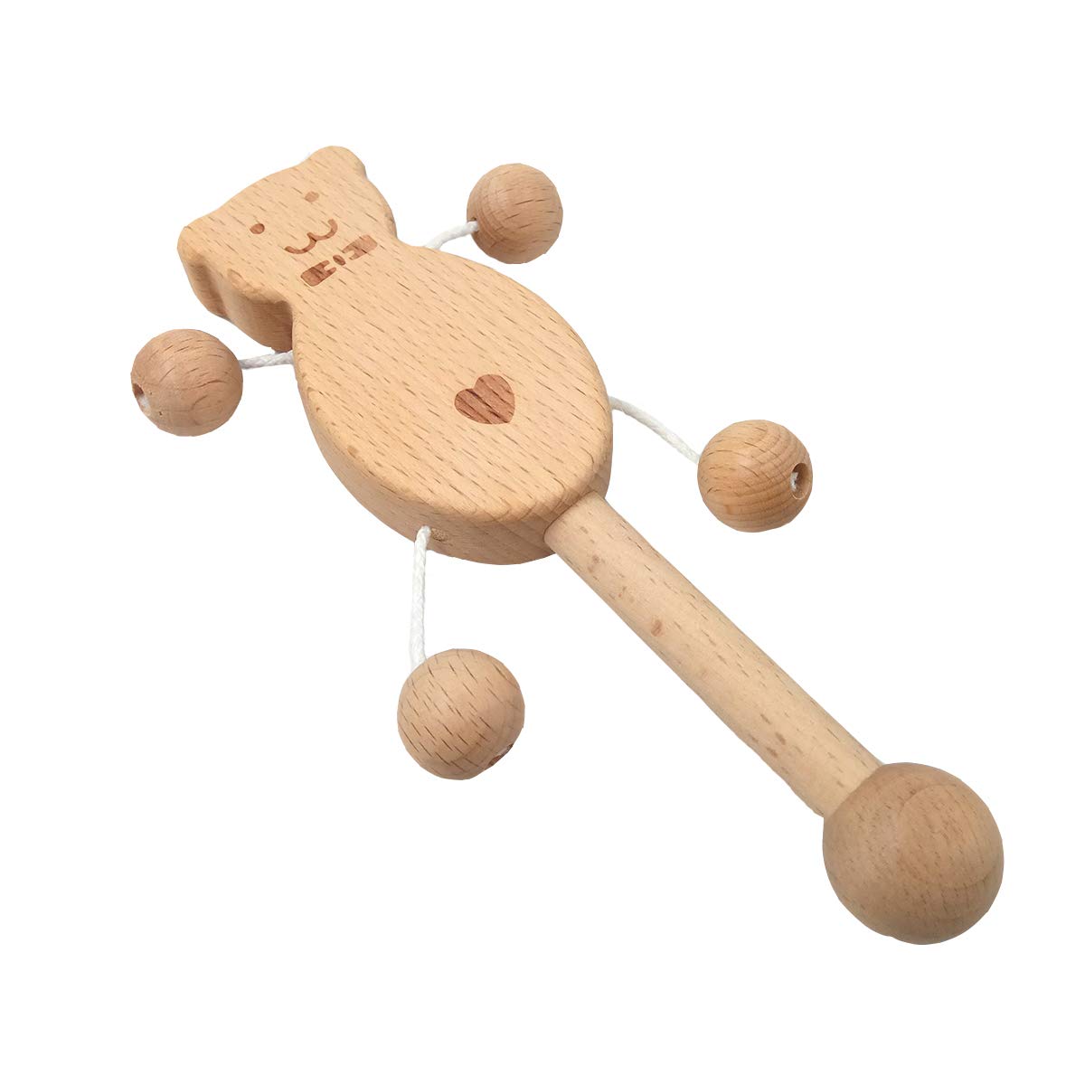 Organic Wooden Baby Push Toy - Montessori Sensory & Fine Motor Skills Development Toy - Natural Wooden Grasping & Teething Rattle for Toddlers - Perfect for Playtime, Learning & Early Childhood Development