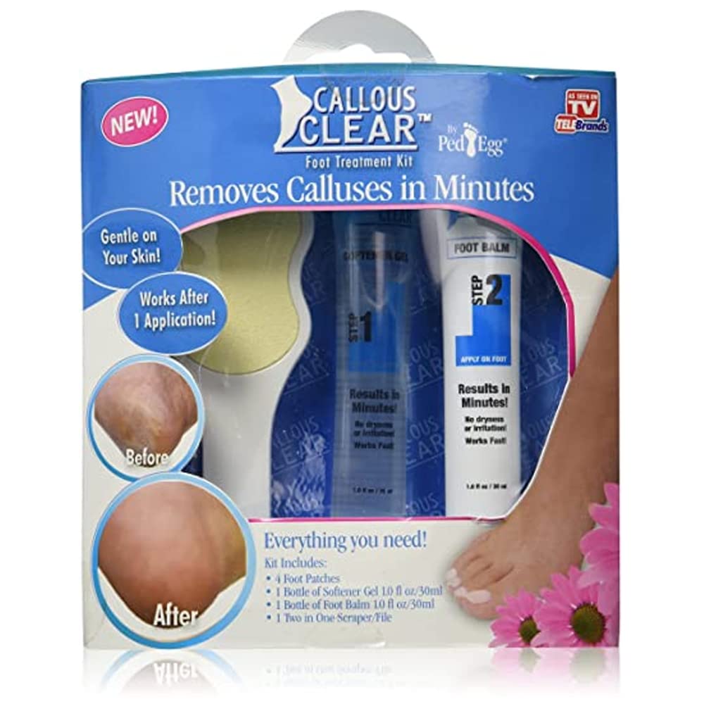 Callous Clear Foot Treatment Kit - Deluxe Foot Cream & Heel Balm with Scraper & File for Smooth Soft Feet | Cracked Heel Repair, Dry Skin Care, Pedicure at Home