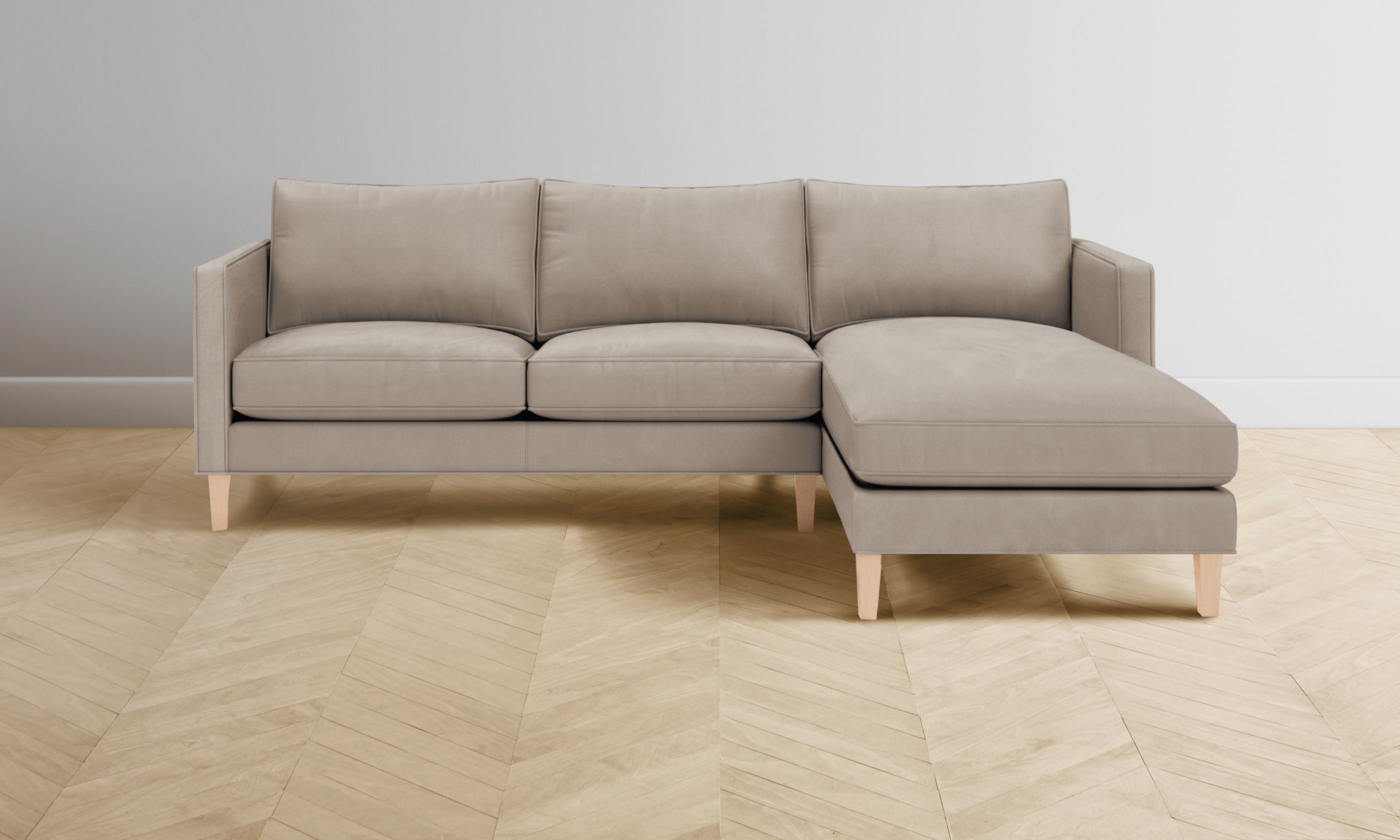 Premium Crosby Sectional Sofa in Soft Nubuck Leather - Fawn Color for Living Room & Family Room Comfort