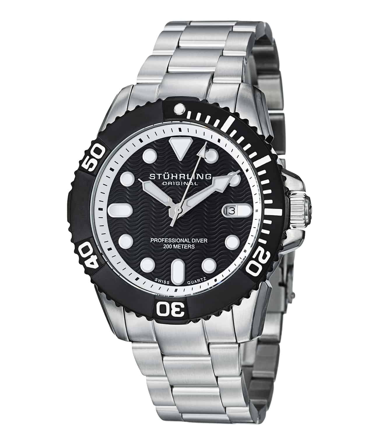 Black Dial / Silver Case / Silver Stainless Steel Bracelet Deployant Buckle