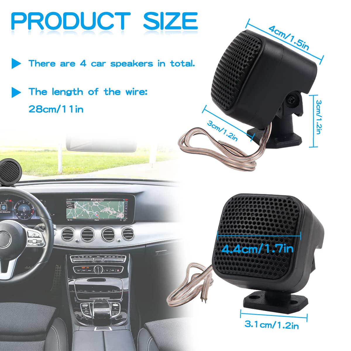 FERCAISH 2 Packs 500W High Power Car Speakers - TP-004A Stereo Tweeters for Cars, Trucks & Boats - Easy Vertical Round Surface Mount Installation - Perfect for Road Trips & Marine Audio Upgrades