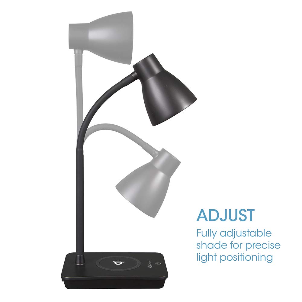 OttLite Infuse LED Desk Lamp with Wireless Charging - Adjustable Brightness Eye-Caring Light for Home Office, Study & Reading (Perfect for Work, Remote Learning & Nighttime Reading)