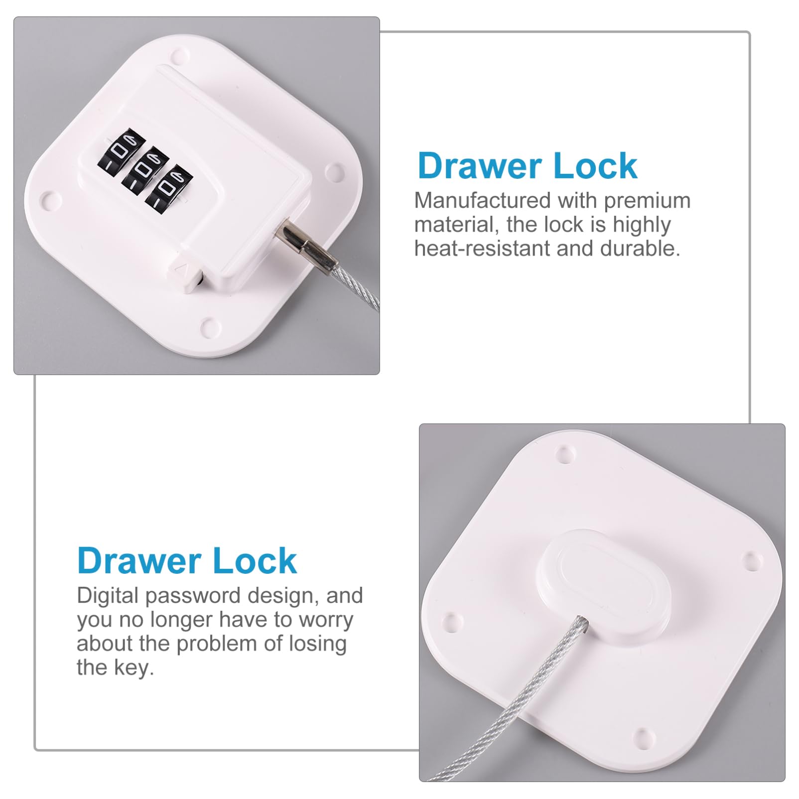 HEMOTON 5-Pack Child Safety Cabinet Locks - Refrigerator & Drawer Combination Lock Set for Baby Proofing - Secure Kitchen, Bathroom & Nursery Cabinets