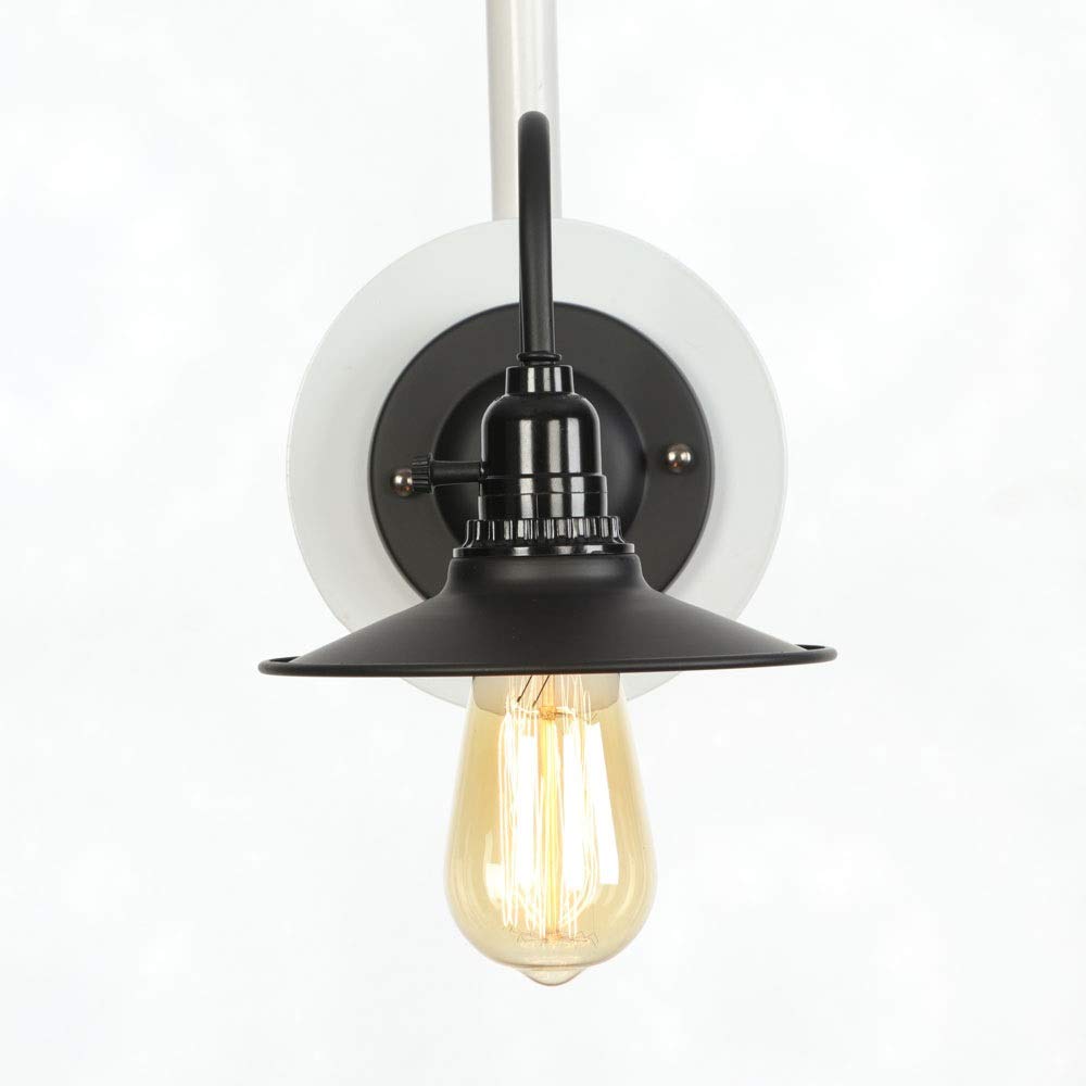 Modern Retro Iron Single Head Wall Lamp - Black LED E27 Edison Bulb Wall Light for Living Room, Restaurant, Cafe, Pathway, Corridor - Perfect for Ambient & Reading Lighting