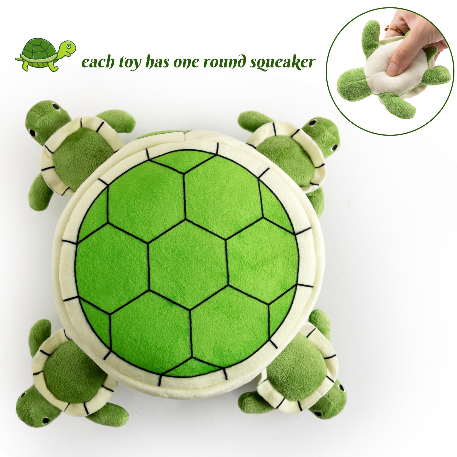 Hollypet Squeaky Dog Toy - Interactive Plush Hide & Seek Chew Toy for Small & Medium Dogs | Puppy Teeth Cleaning Toy | Non-Aggressive Chewers | Turtle Design | Perfect for Indoor Play & Training