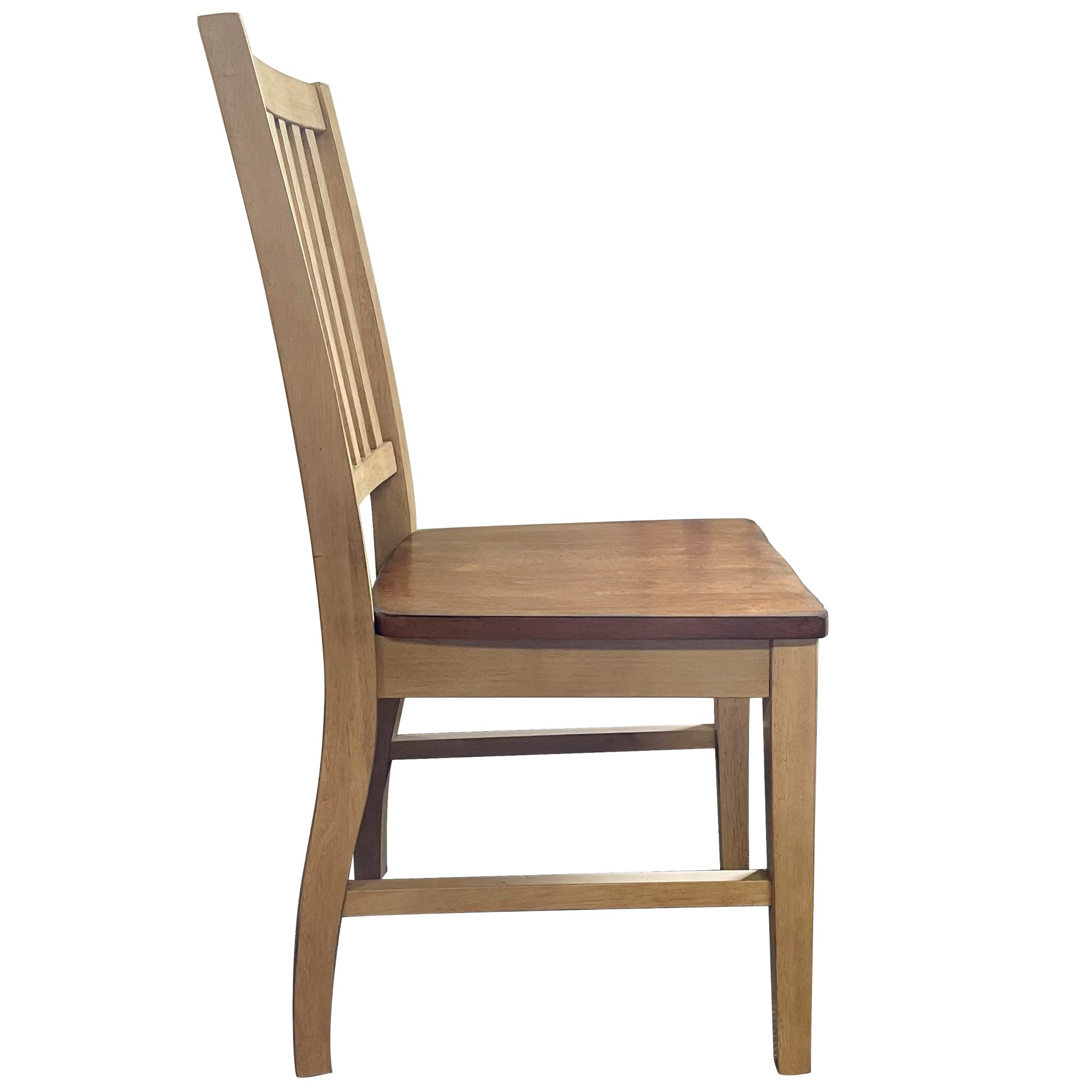 Sunset Trading Brook Slat Back Dining Chairs Set of 2 - Pecan & Wheat Finish - Perfect for Kitchen, Dining Room, or Breakfast Nook