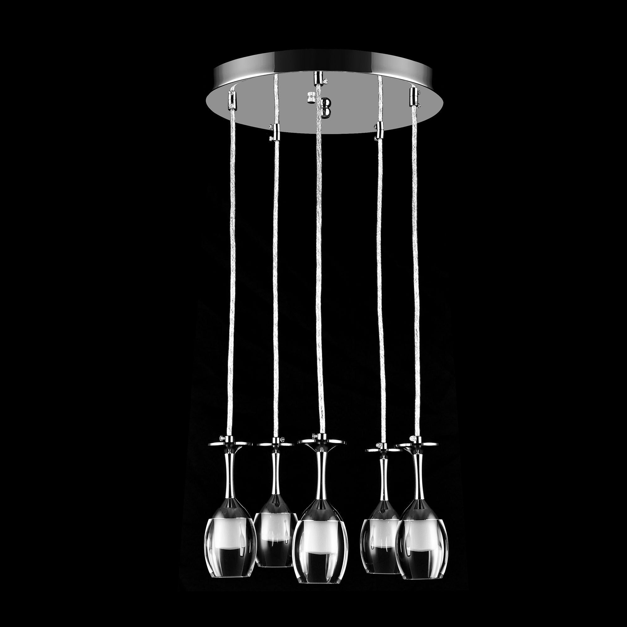 Bacchus Clear Acrylic Red Wine Glass Shaped Smart RGB Pendant Light - Modern LED Hanging Lamp for Dining Room, Bar, and Home Decor