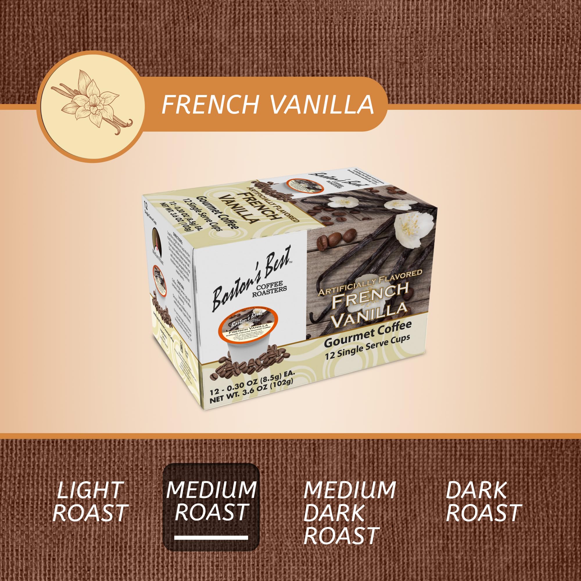 Boston’s Best French Vanilla Coffee - Medium Roast Gourmet K-Cup Pods (12 Count) for Keurig Brewers | Rich & Smooth Flavor | Perfect for Office, Home & Morning Coffee Break