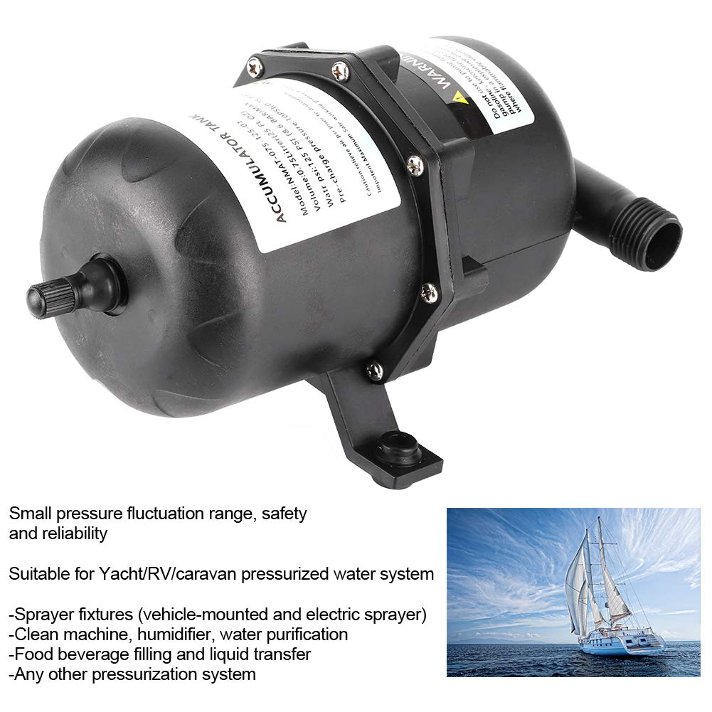 Akozon 0.75L Portable Accumulator Pressure Tank - 125PSI Water Pump Control for Marine, RV, Boat - Waterproof & Durable for Smooth Water Flow in Camping, Sailing & Off-Grid Living