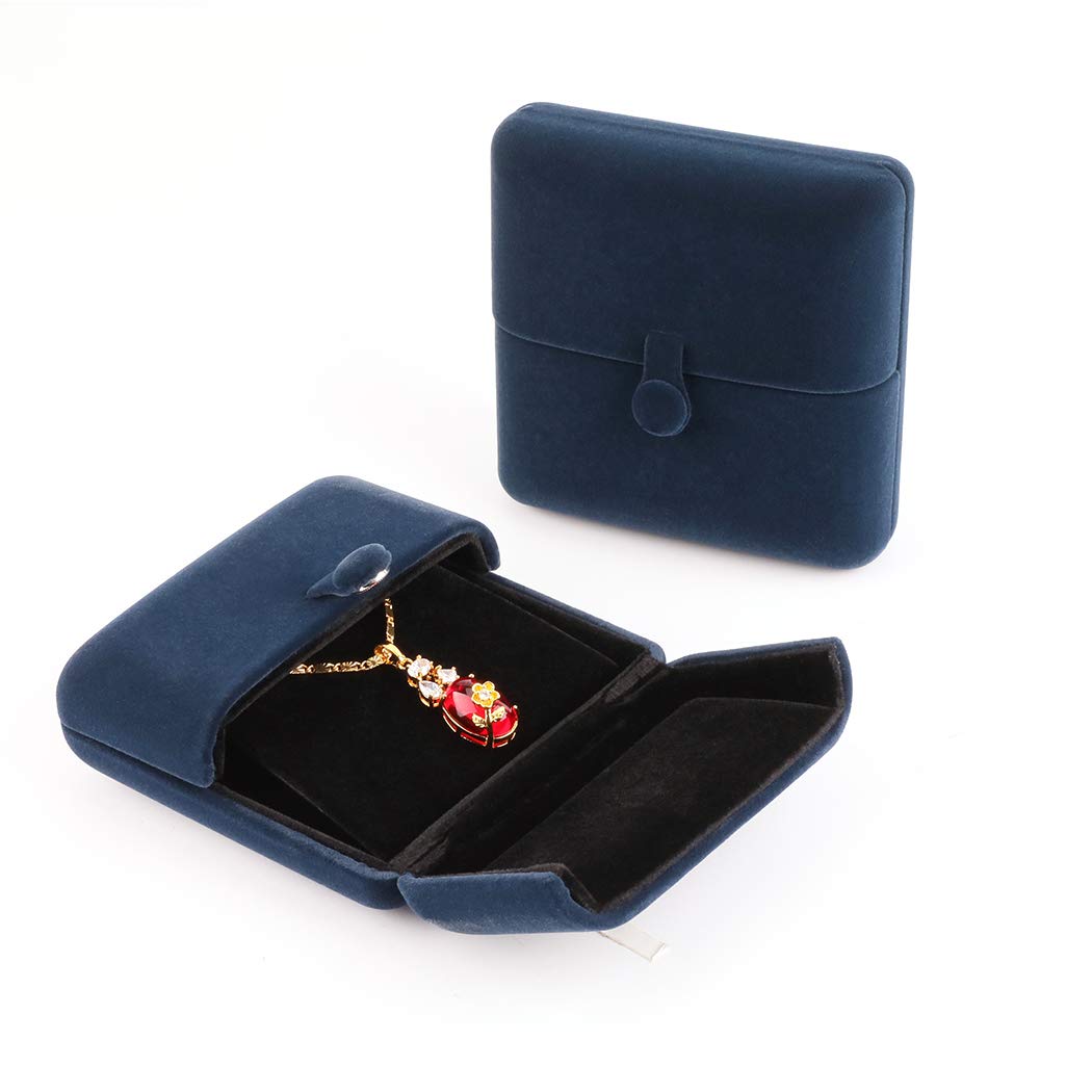 iSuperb Royal Blue Velvet Jewelry Box - Necklace, Bracelet, Earrings & Pendant Storage Case for Engagement, Proposal & Wedding Jewelry Display | Elegant Gift Box for Women