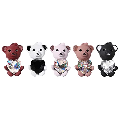 FOMIYES 5pcs Cute Cartoon Bear Rhinestone Nail Art Decorations - DIY 3D Nail Design Accessories for Manicure, Party & Wedding Nail Art