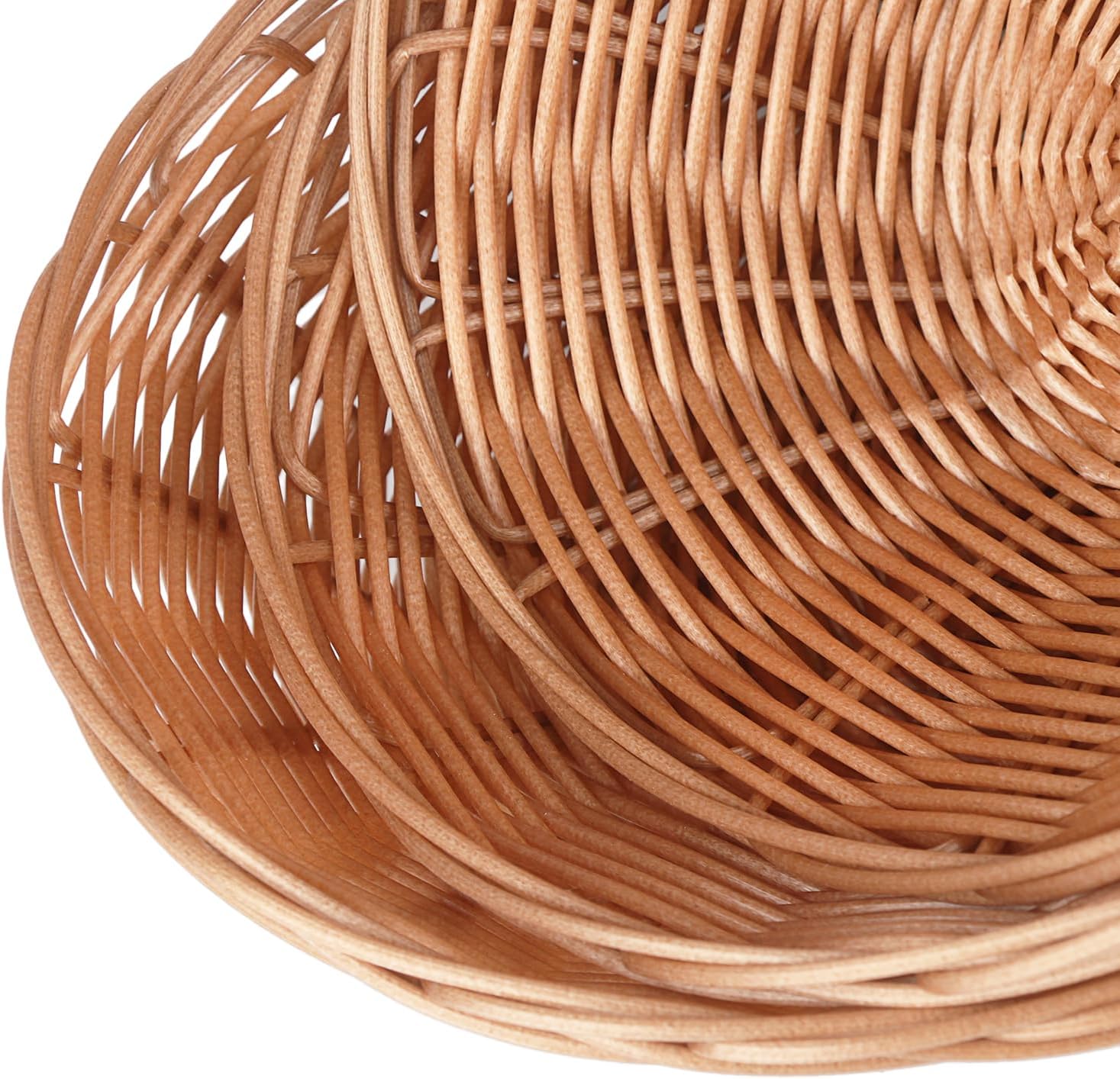 30 Pack Oval Poly Wicker Baskets - 9 x 6 x 2.6 Inch Bread Storage Baskets, Medium Size Kitchen Organizers for Fruits, Vegetables & Display - Perfect for Holiday Gifts, Christmas Decor & Dining Table Centerpieces