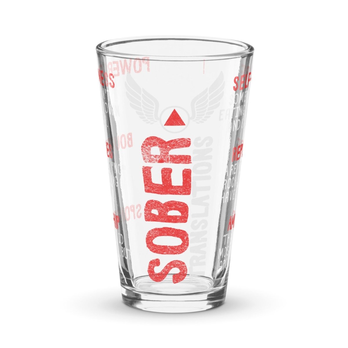Sober Translations Vol. 3 - 16oz Pint Glass with Unique Designs | Perfect for Beer, Cocktails & Home Bar Decor | Great Gift for Beer Lovers & Bar Enthusiasts
