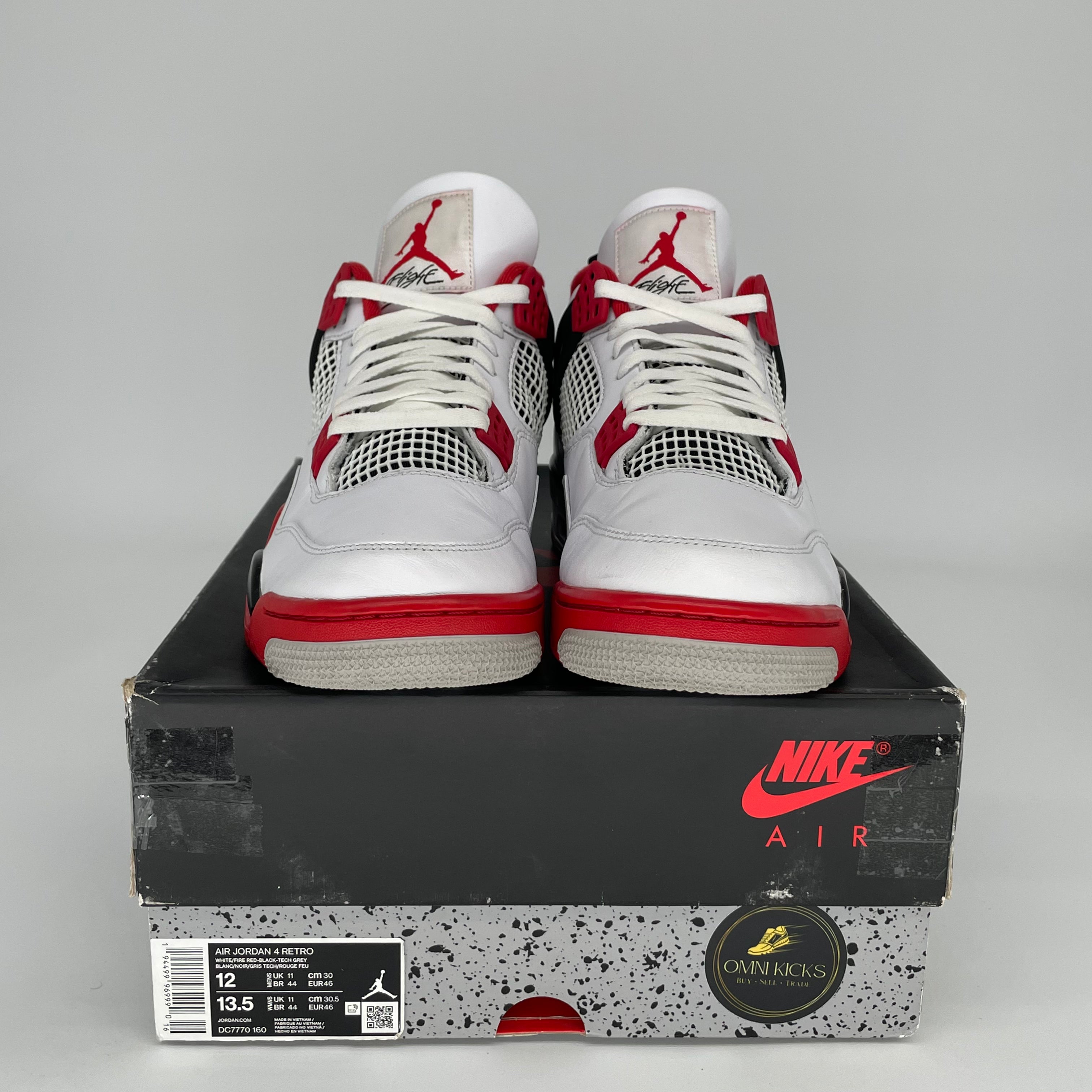 AIR JORDAN 4 Retro Fire Red Men's Basketball Shoes Size 12 - DC7770-160 | Authentic Sneakers for Streetwear & Basketball Games