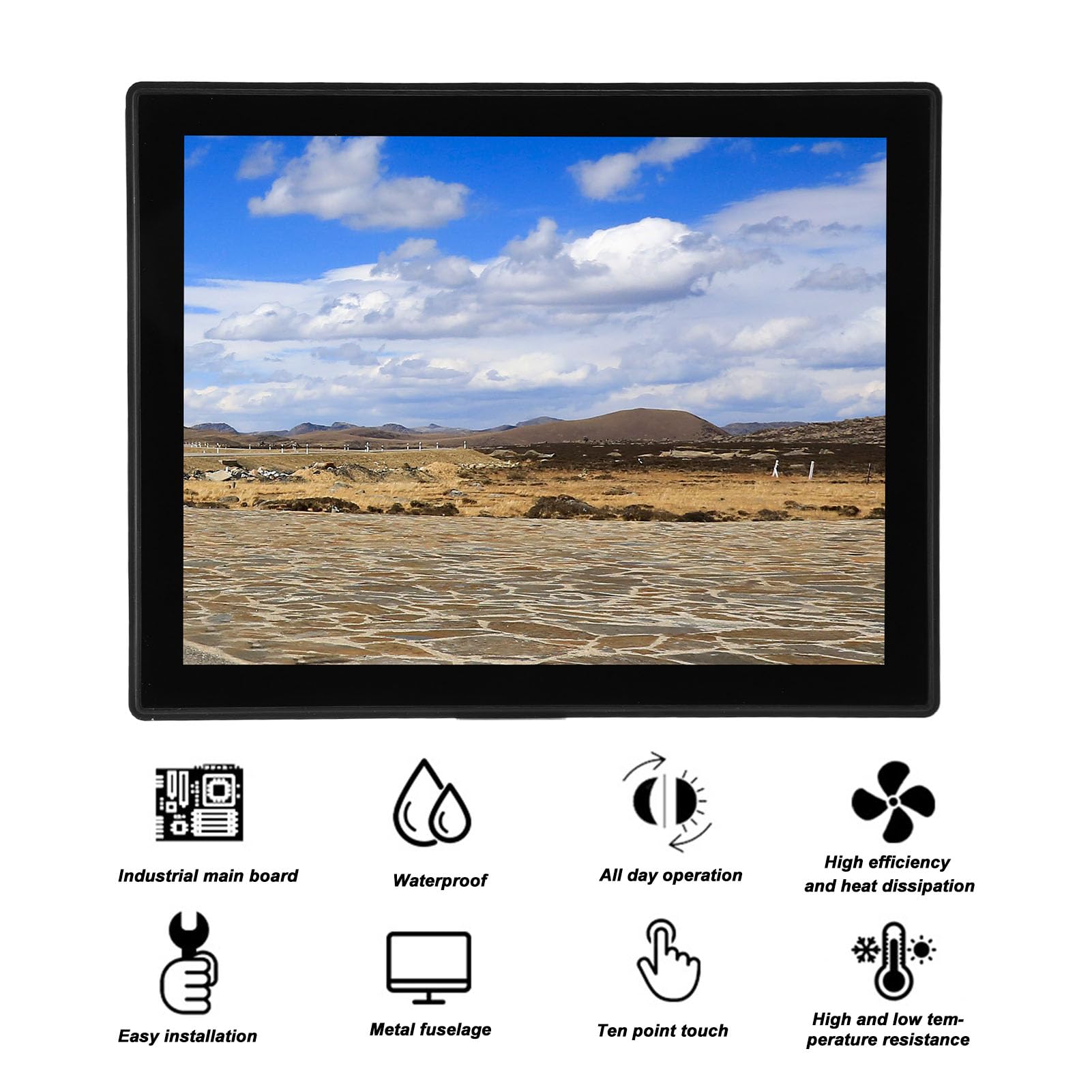 15 Inch Bewinner Industrial Touch Screen Monitor - 1024x768 High Resolution, IP65 Waterproof, 10-Point Capacitive Touch for Commercial & Industrial Use - European Plug (Perfect for Factory Automation, POS Systems & Kiosks)
