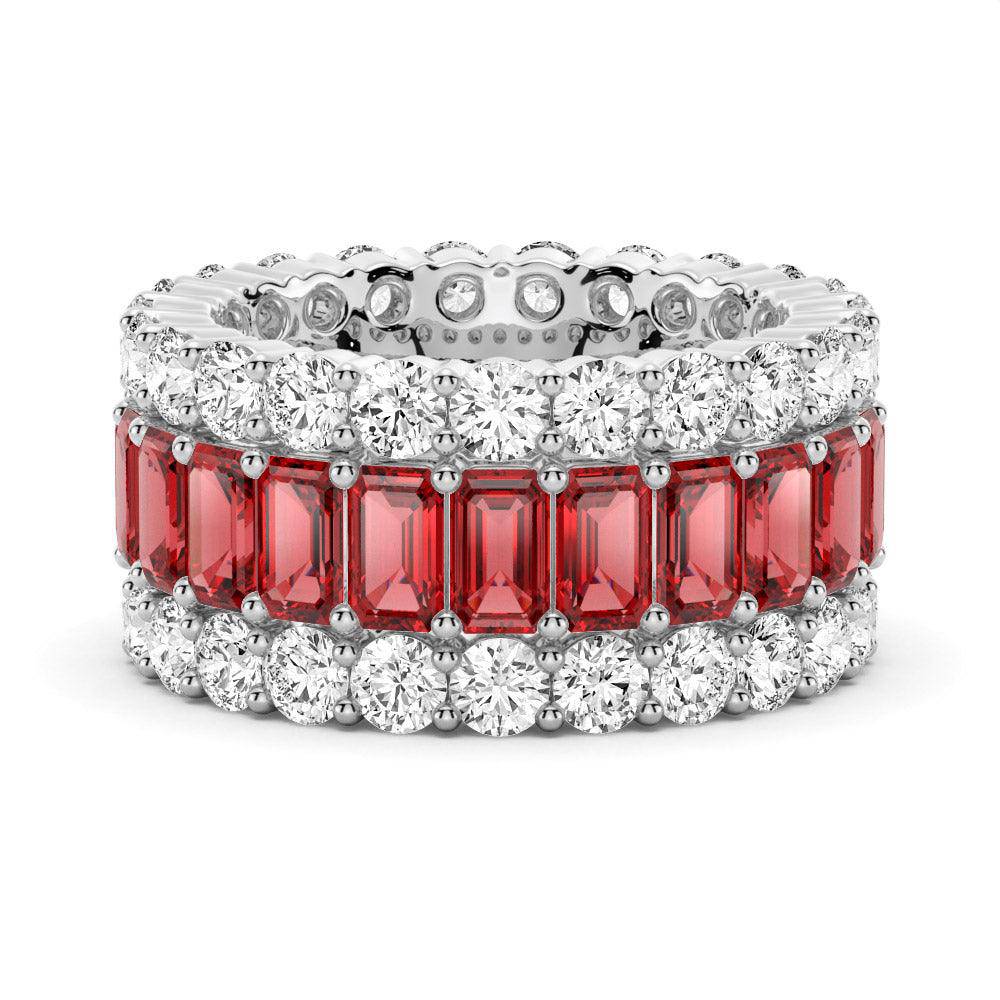 15.4 CT Lab-Created Baguette Gemstone Eternity Band for Women - Sparkling Wedding Ring, Anniversary Gift & Special Occasion Jewelry