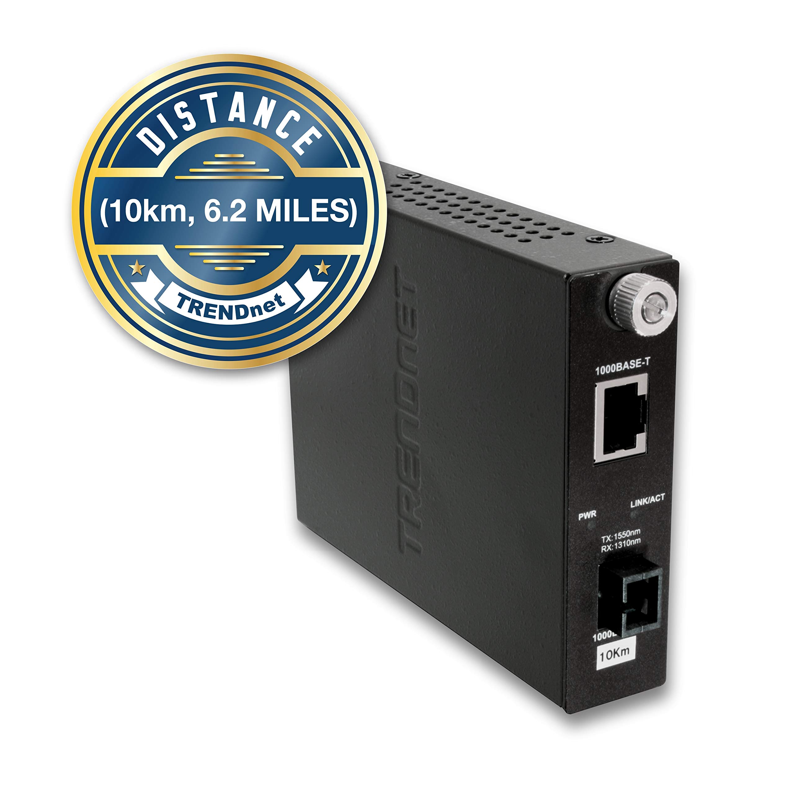 TRENDnet 1000Base-T to 1000Base-LX Gigabit Ethernet Fiber Media Converter - Single Mode SC Fiber to RJ45 Converter (10km/6.2 Miles) with Lifetime Warranty - Ideal for Data Centers, Enterprise Networks & Long-Distance Ethernet Connections